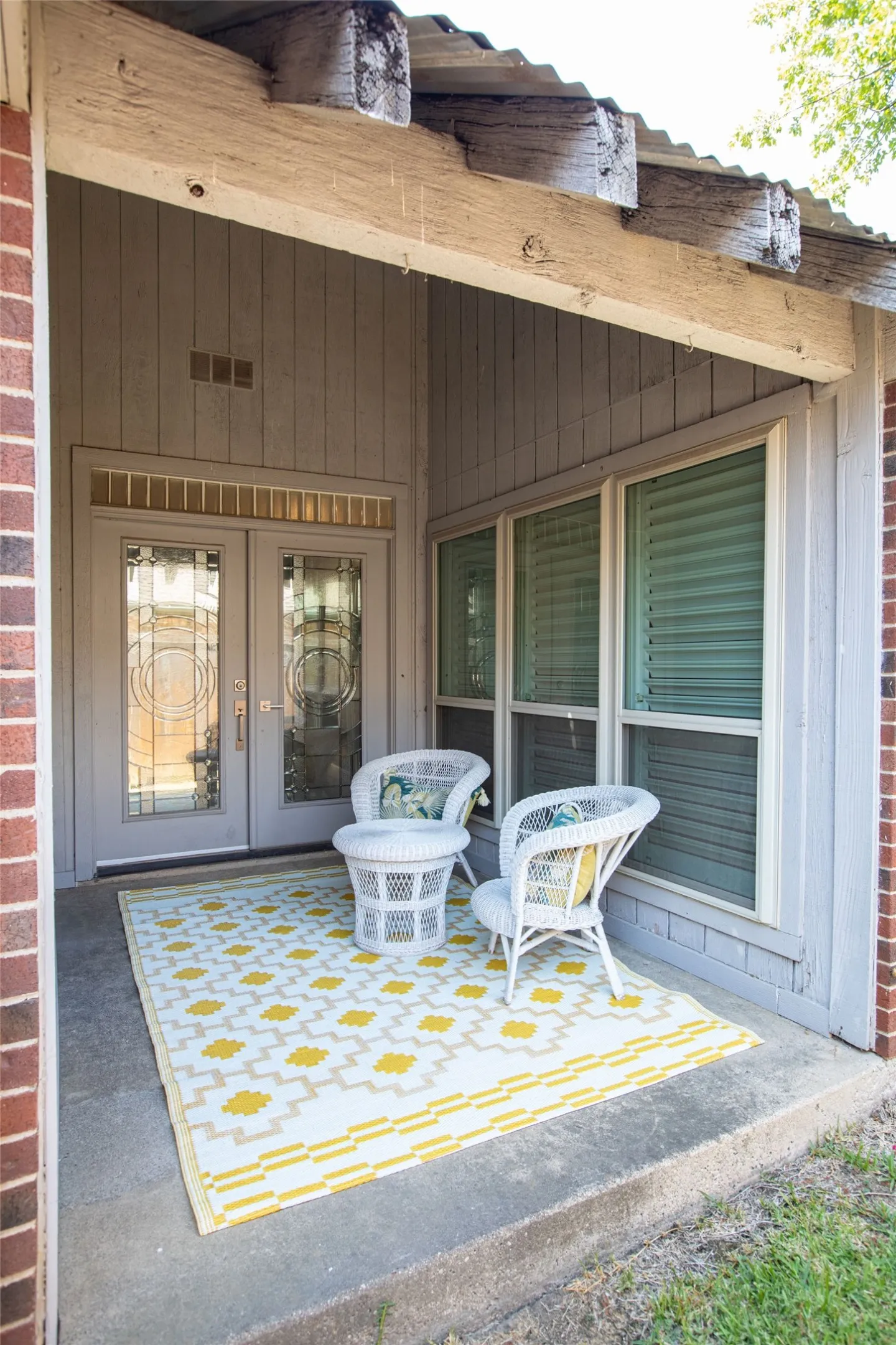 Great small private side patio off of the living room