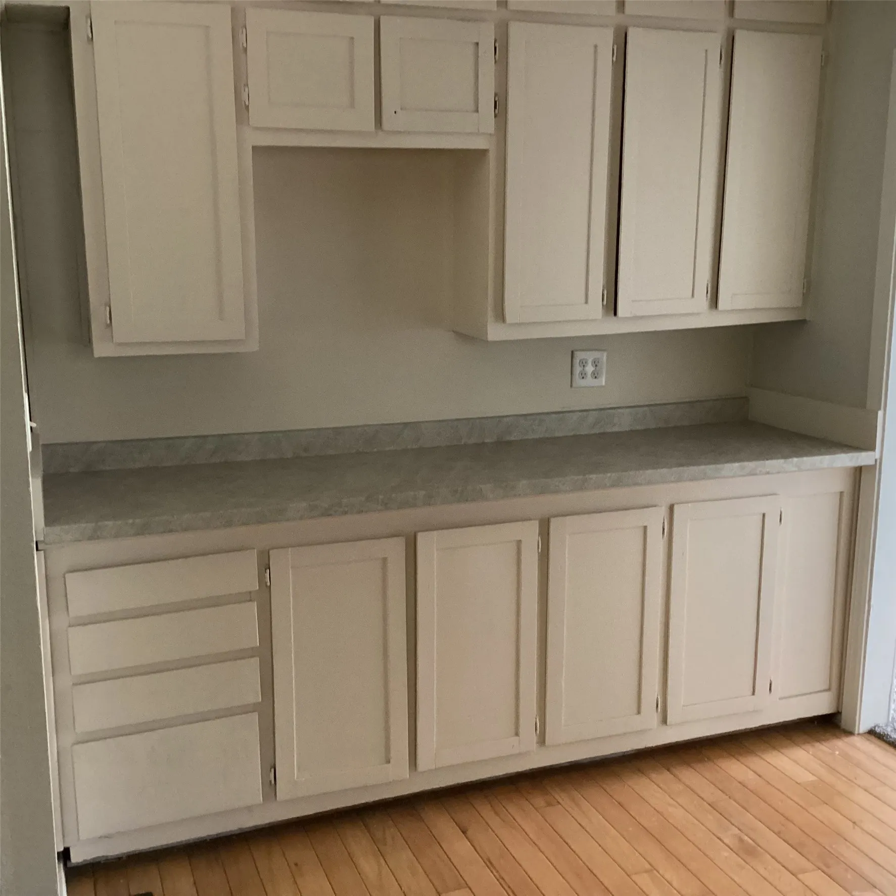 Coffee bar area in kitchen with storage