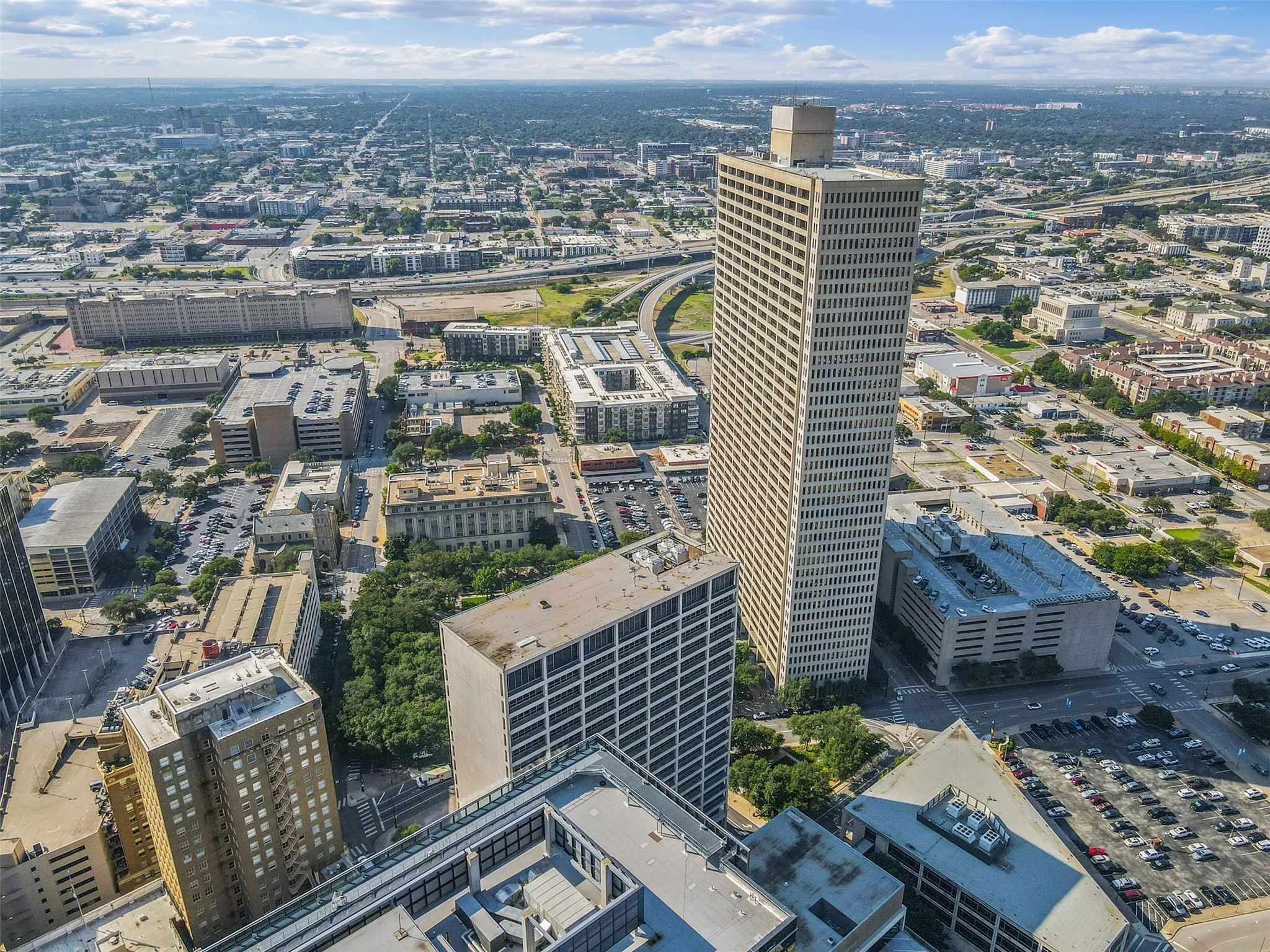 Urban landscape featuring varied architectural styles and extensive infrastructure
