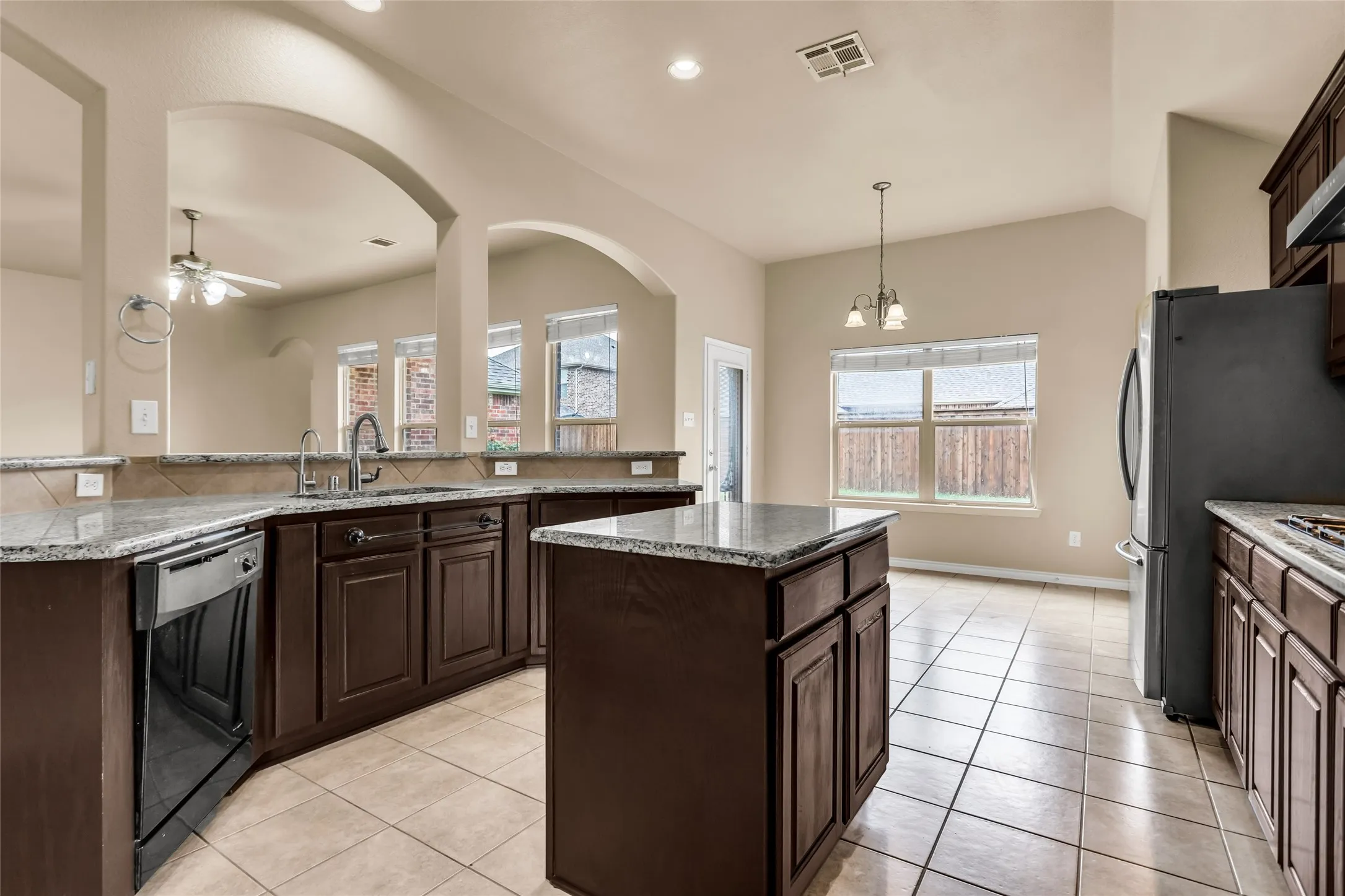 Wonderful gathering place in spacious kitchen, with plenty of counters for food prep.