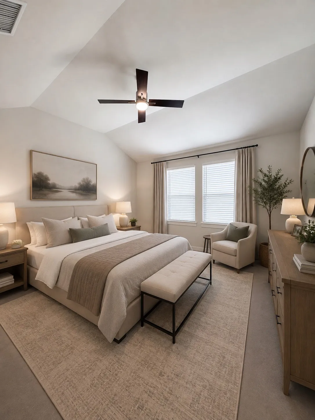 Virtually staged as a primary bedroom
