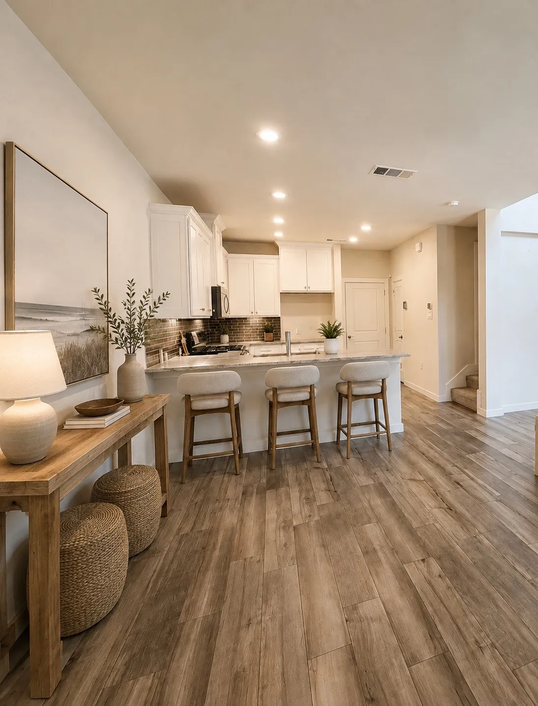 Virtually Staged to give an idea of furniture placement.
