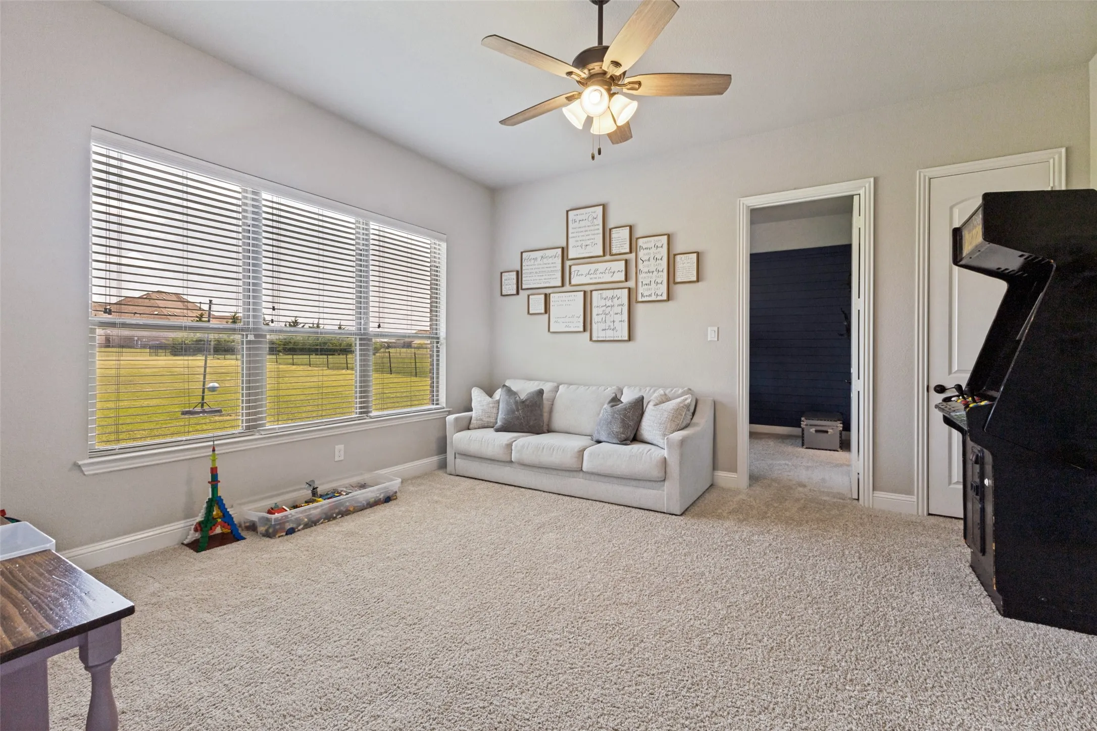 A game room for everyone with easy access to back yard without coming through the house!