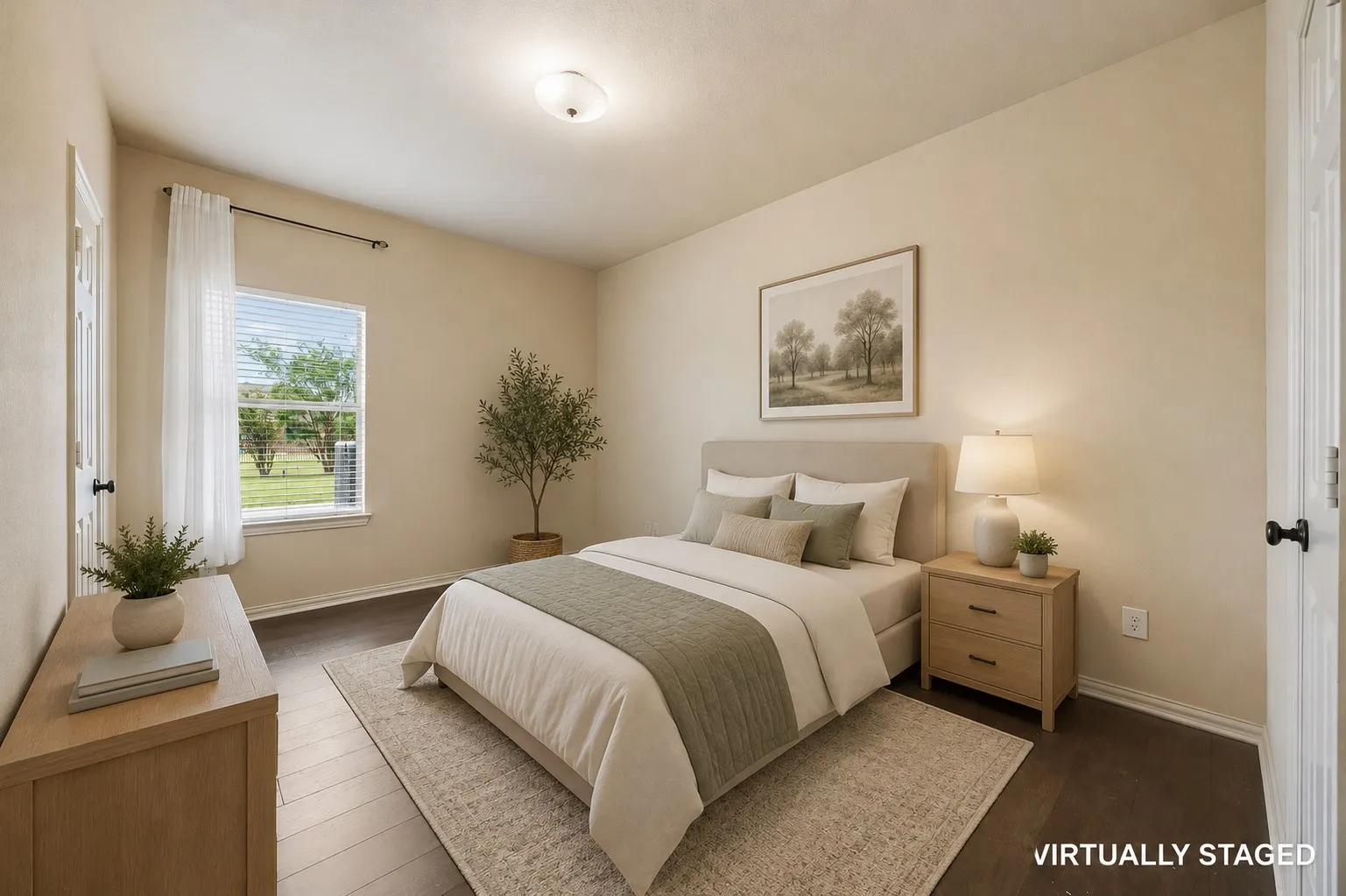 One of 2 secondary bedrooms with a jack and Jill bath between them.