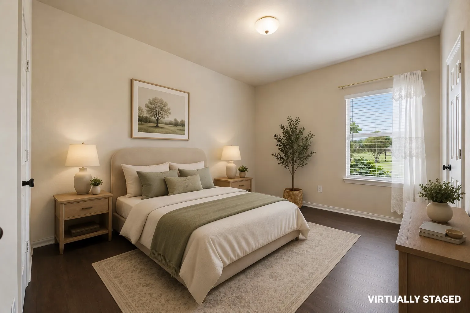 One of 2 secondary bedrooms with a jack and Jill bath between them.