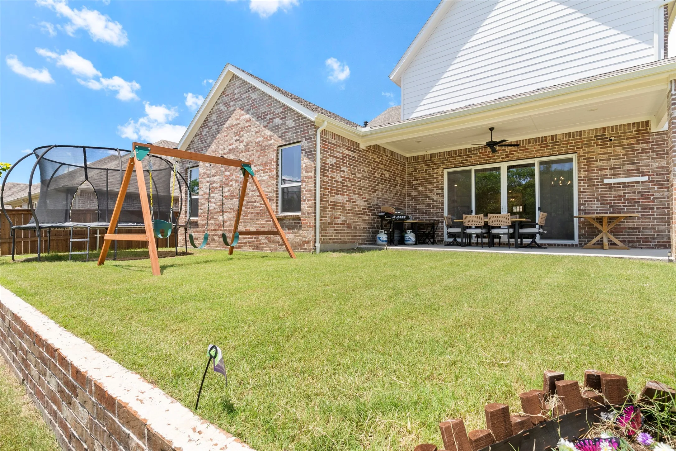 Level grass backyard