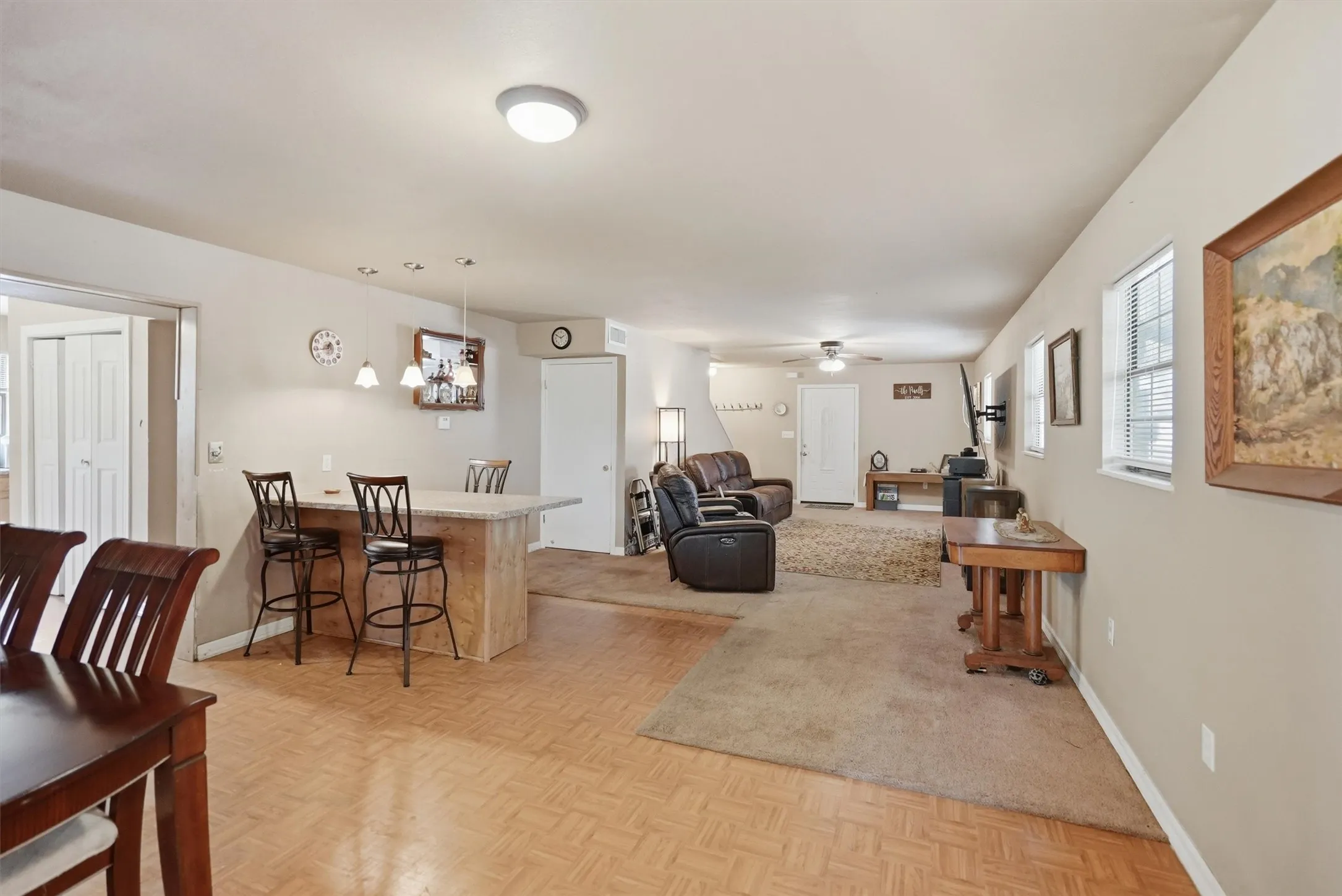 Open living and dining area
