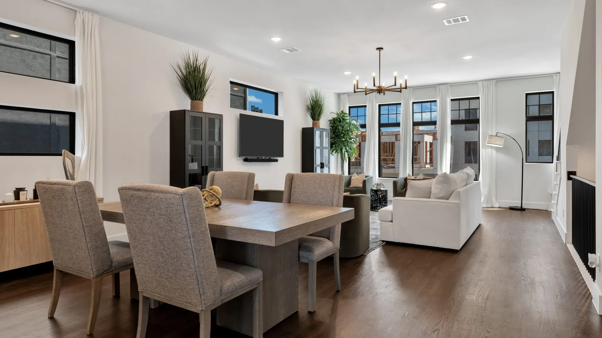 Open-concept living area, looking toward the the living area