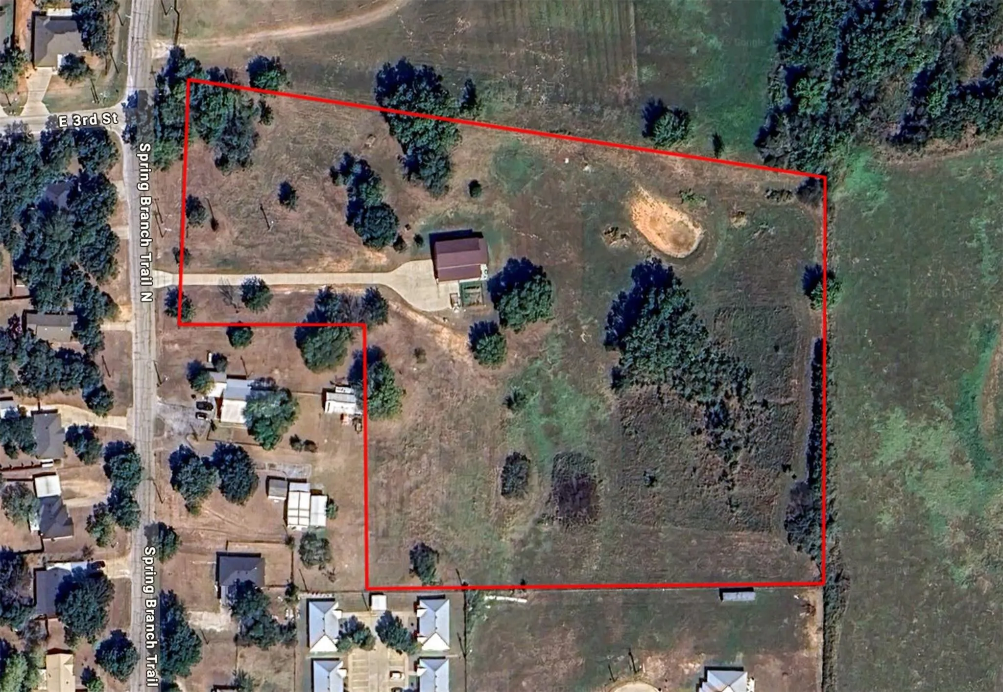Property Boundary Map. Illustrating the perimeter of the property with existing structures and topographical features