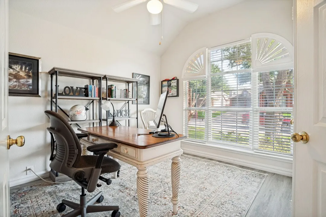 Great office sits on the front of the home!