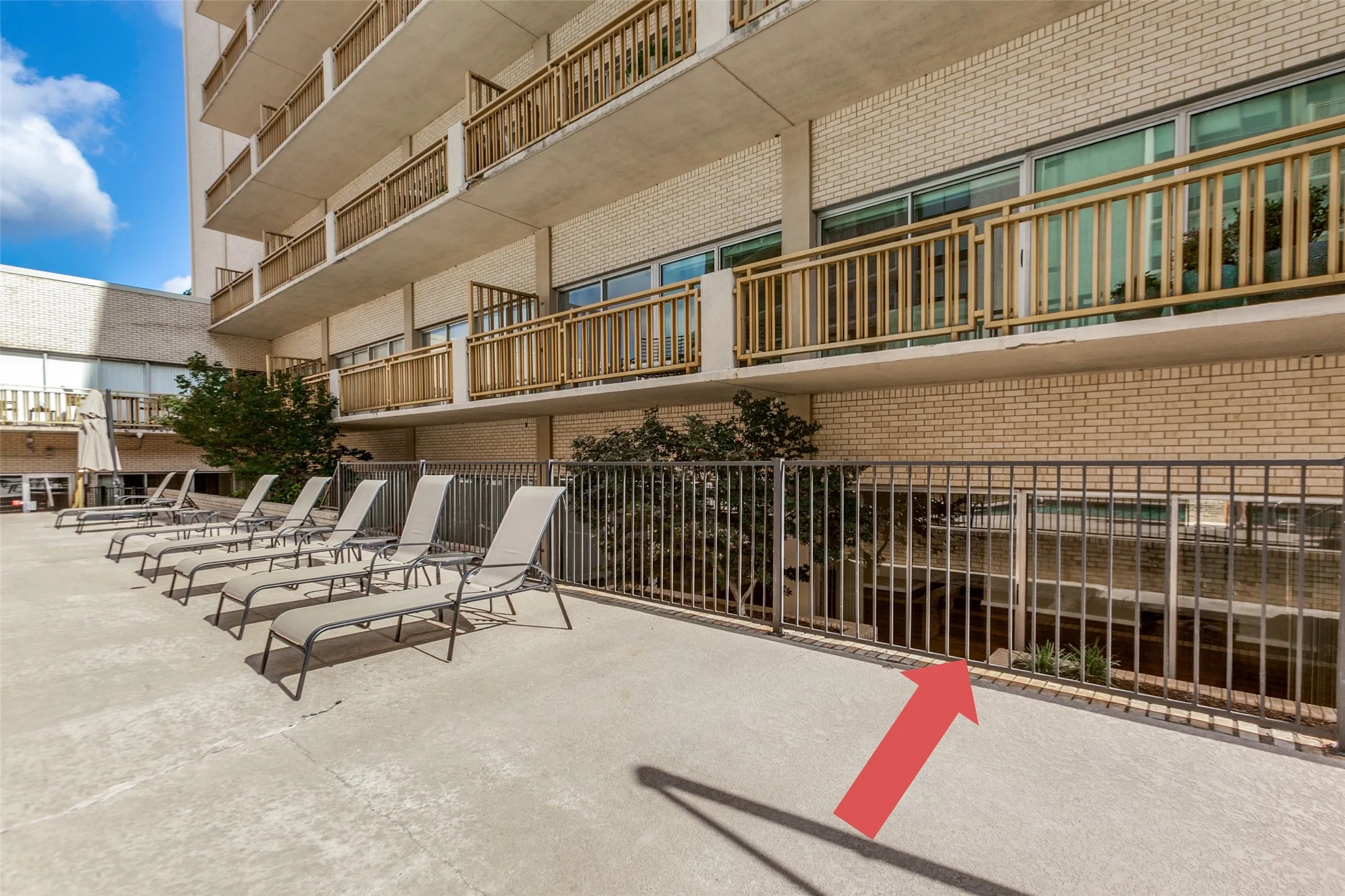 View of Unit G113 from Pool Courtyard