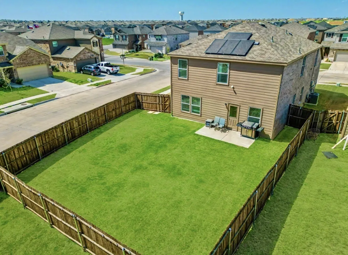 Large fenced backyard