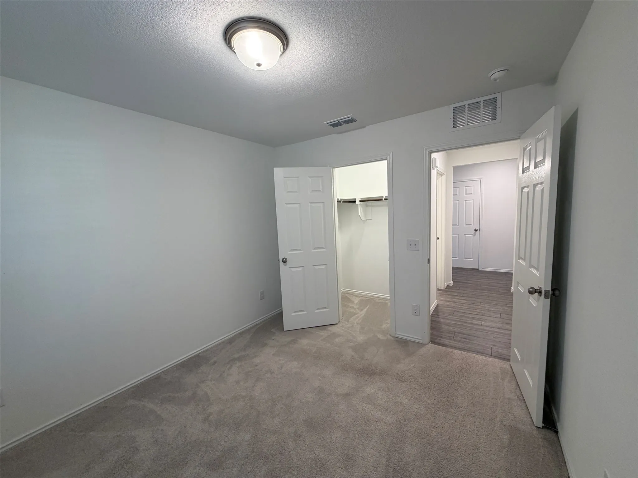 Downstairs bedroom with walk in closet and window
