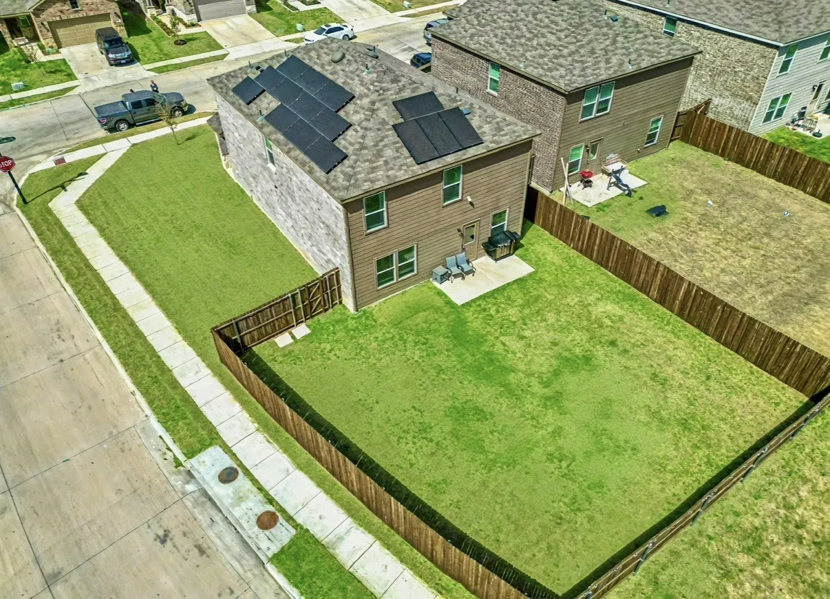 Large fenced backyard