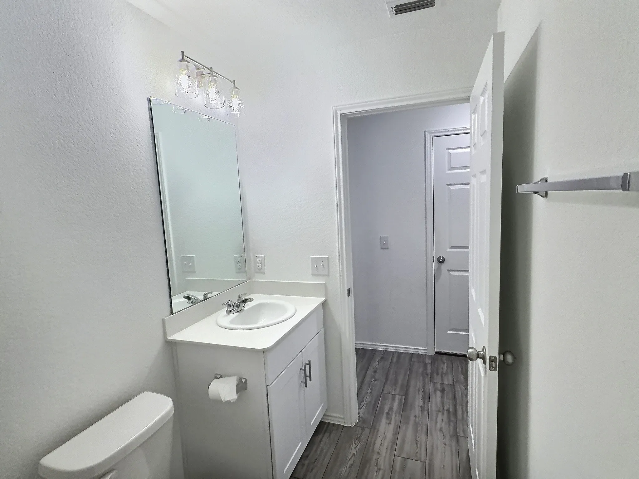 Downstairs bathroom with tub shower combo