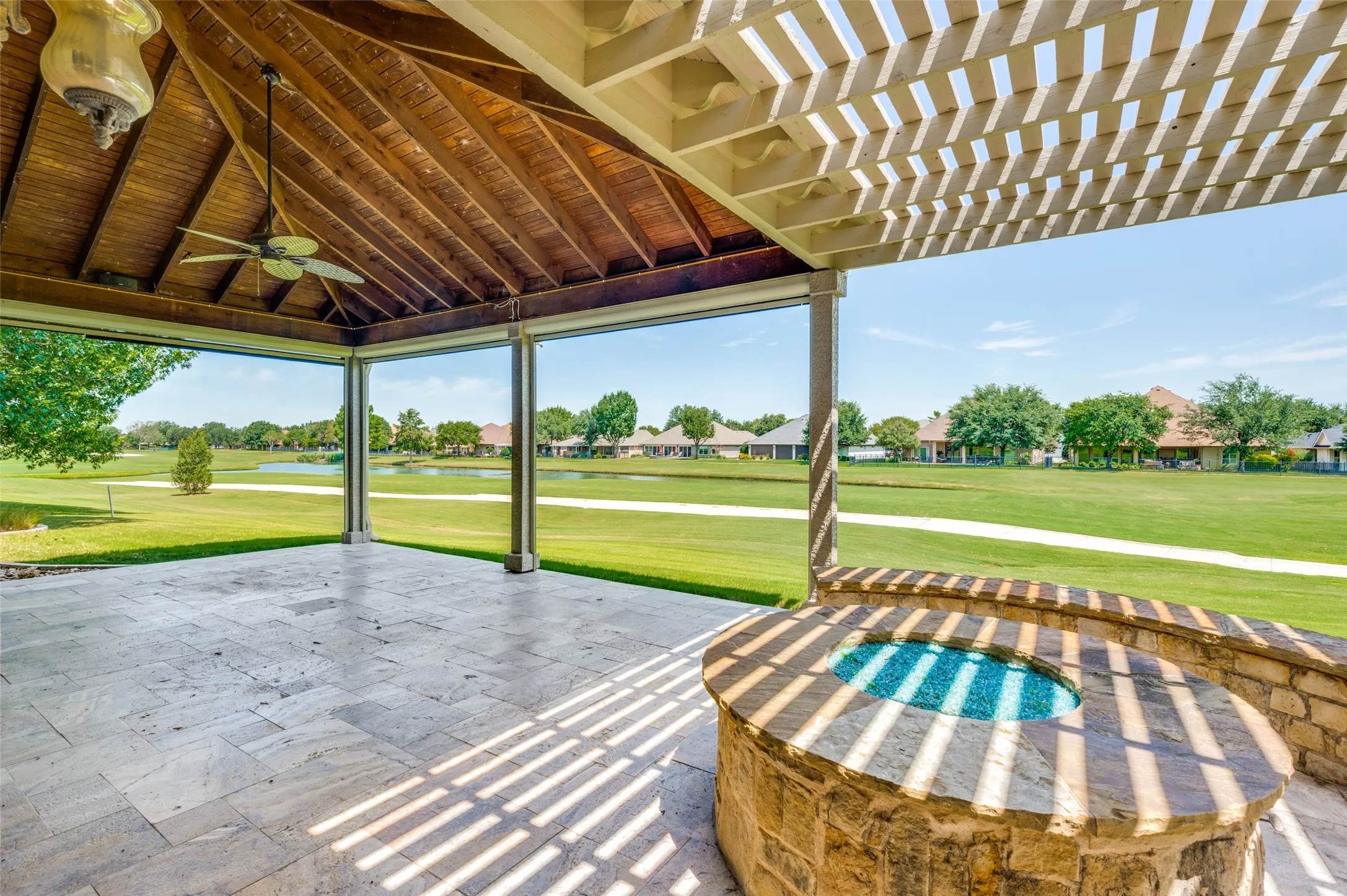 This could be your view EVERYDAY!!! Gas firepit and pergola