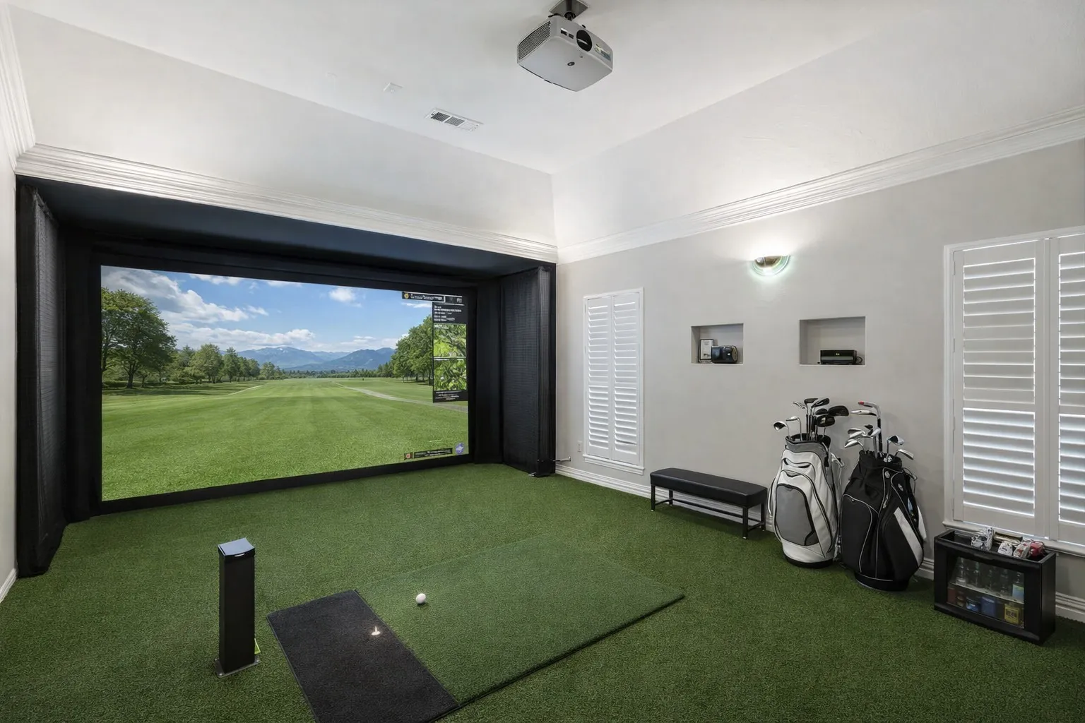 Front Room Imagined with Copilot as a Golf Simulator Studio