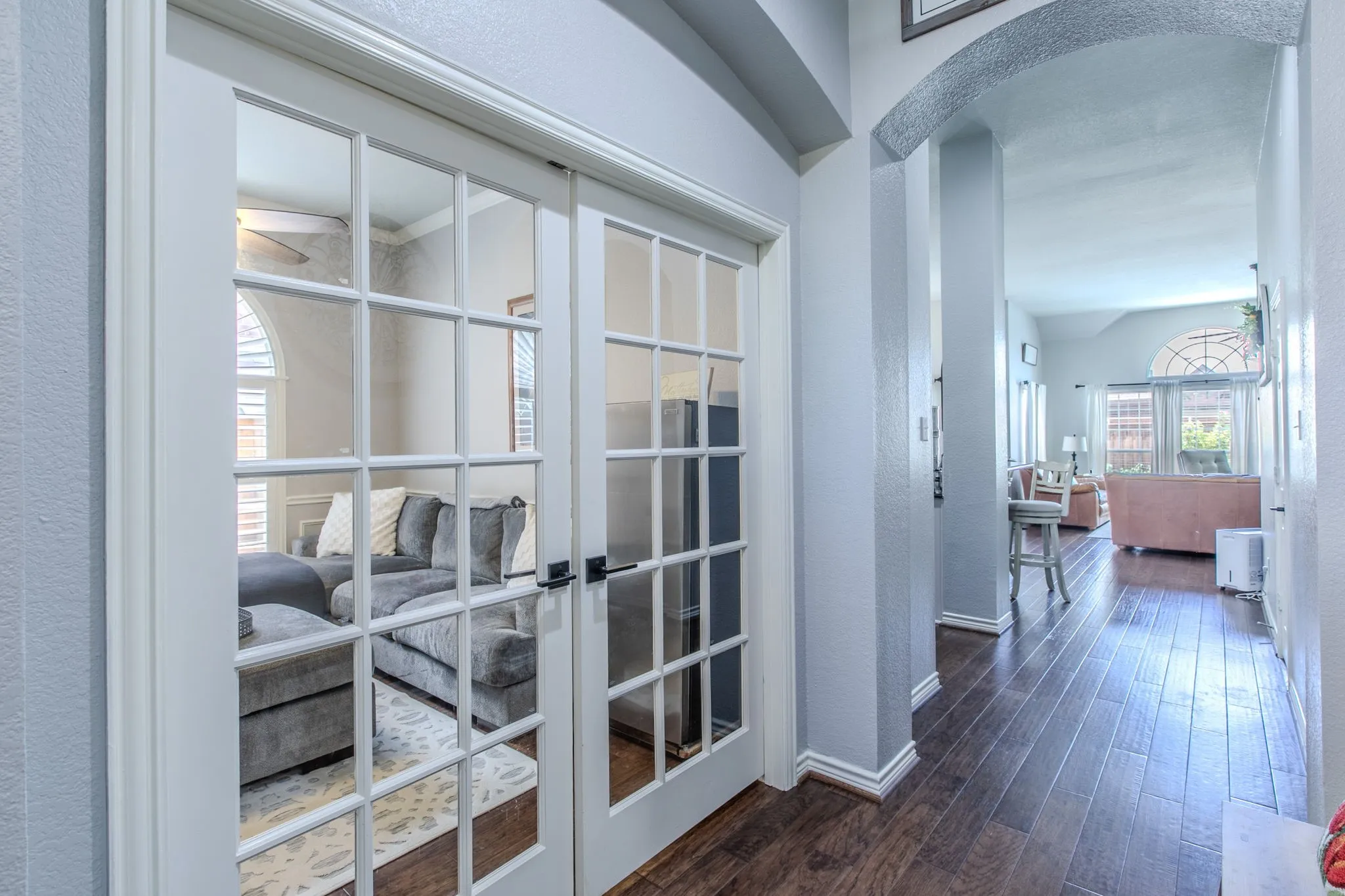 french doors to media room