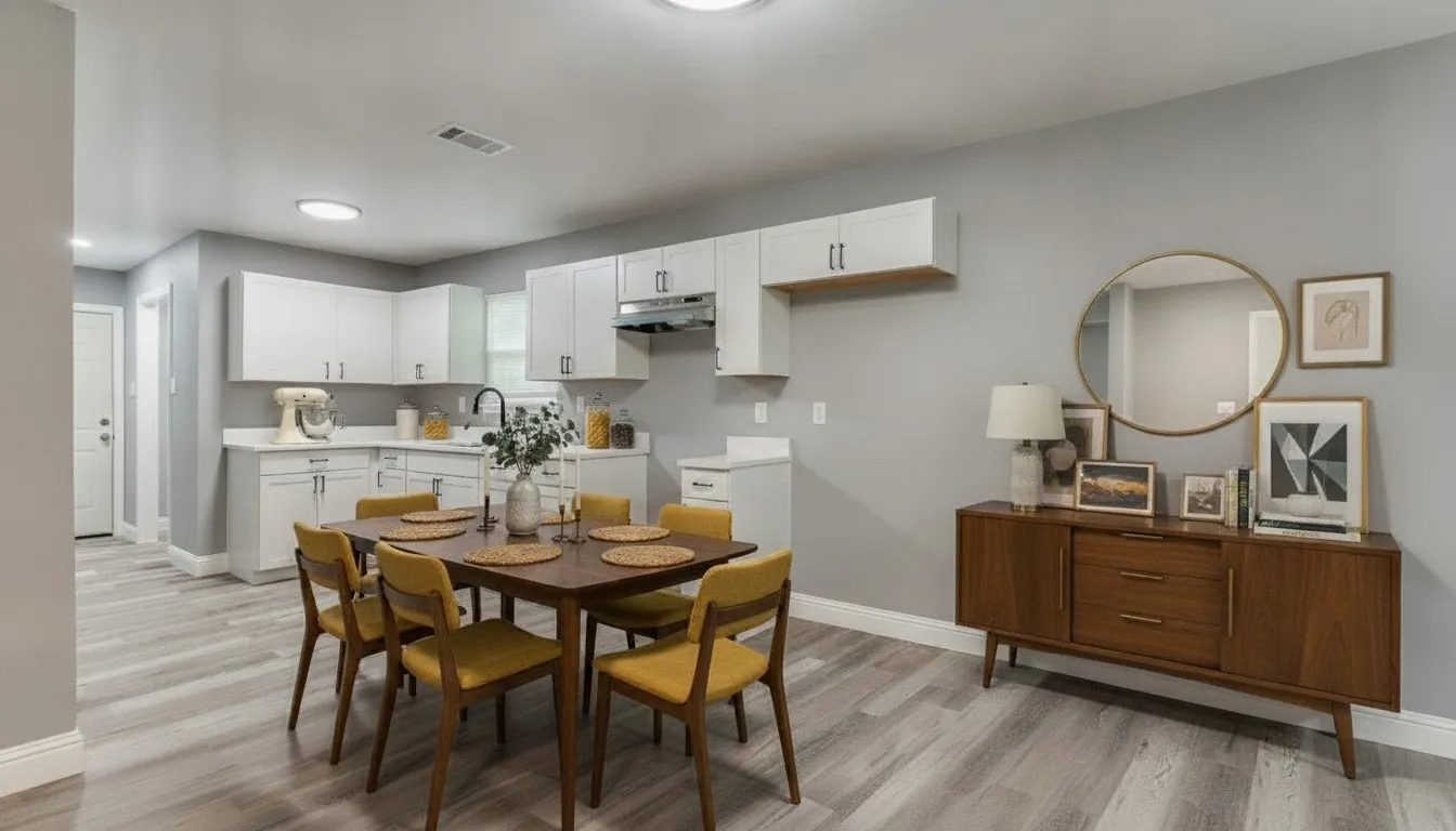 Virtually staged dining area