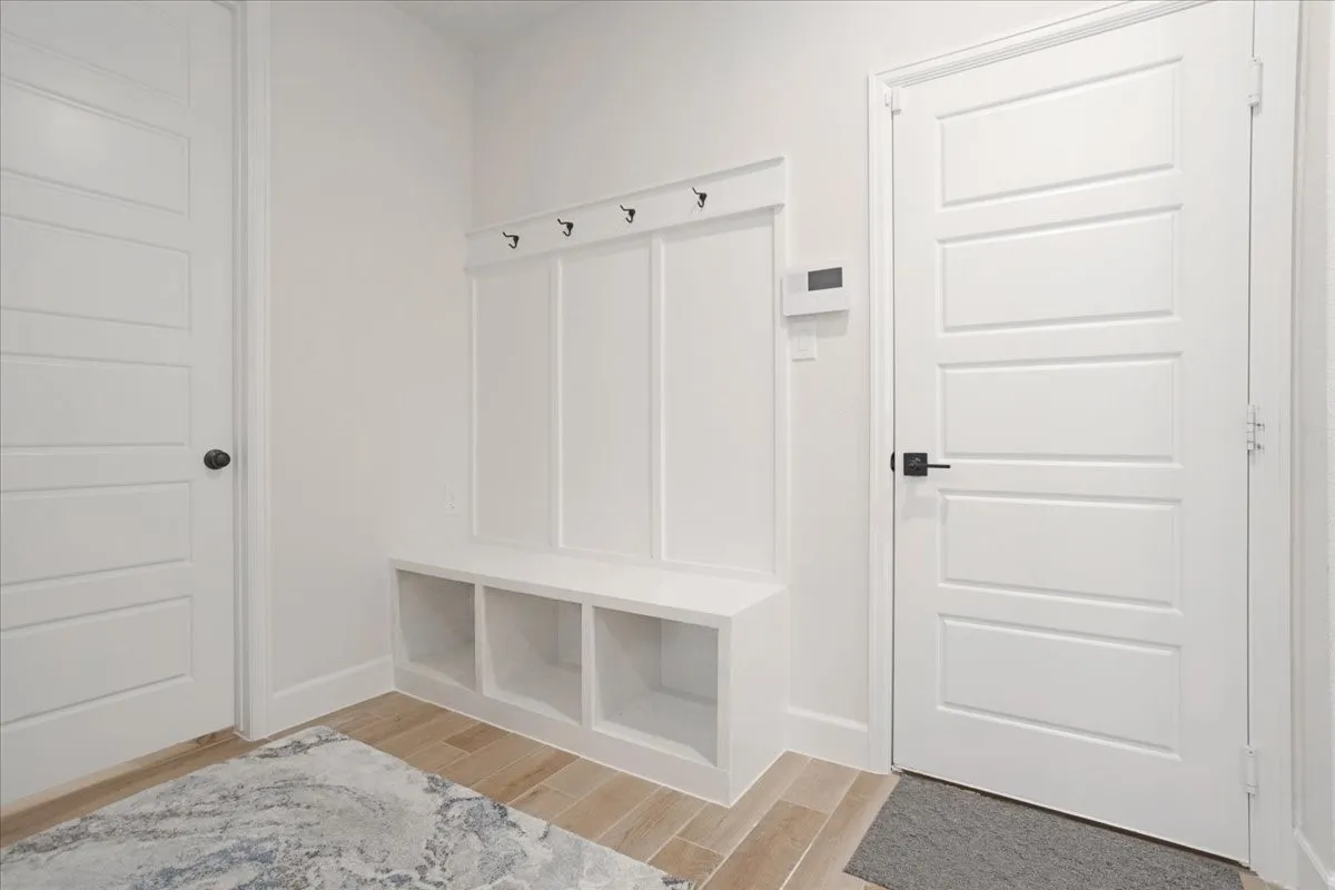 Great mud room to keep your bags, shoes, etc all in one place.
