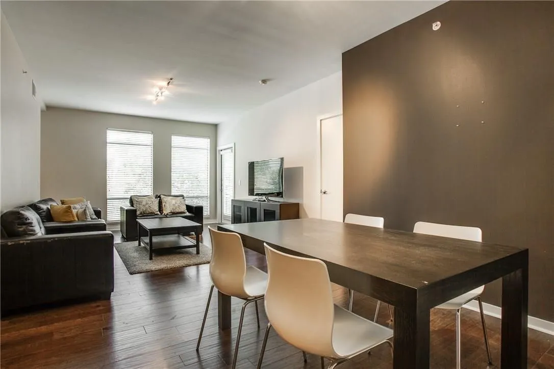 Large dining area fits full size table and chairs