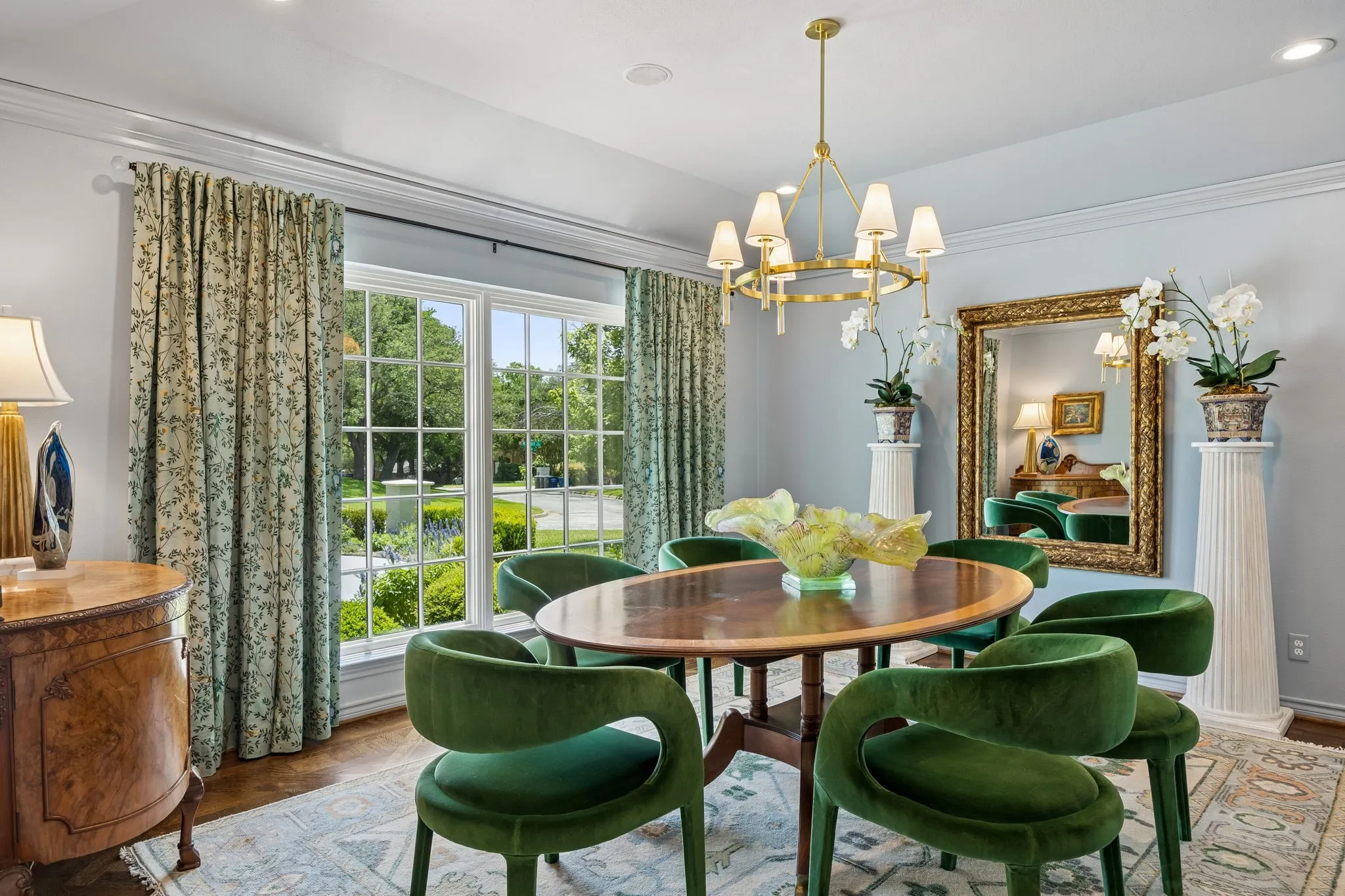 Dining Room at Front of Home with wood floors.