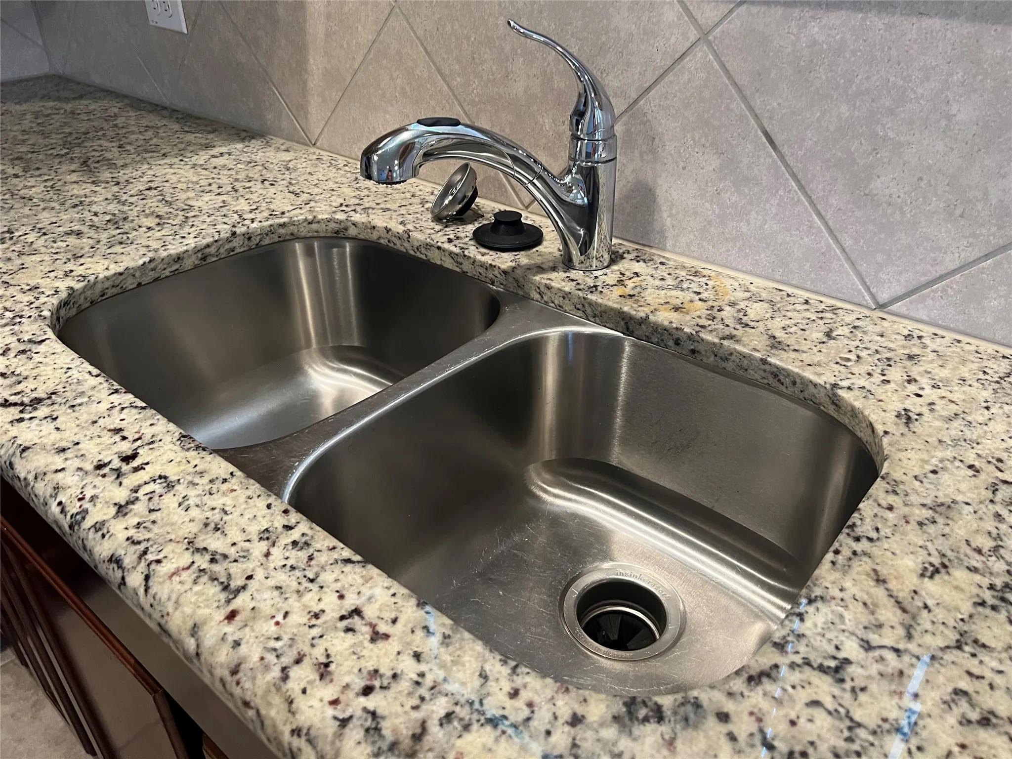 Granite countertops in kitchen.