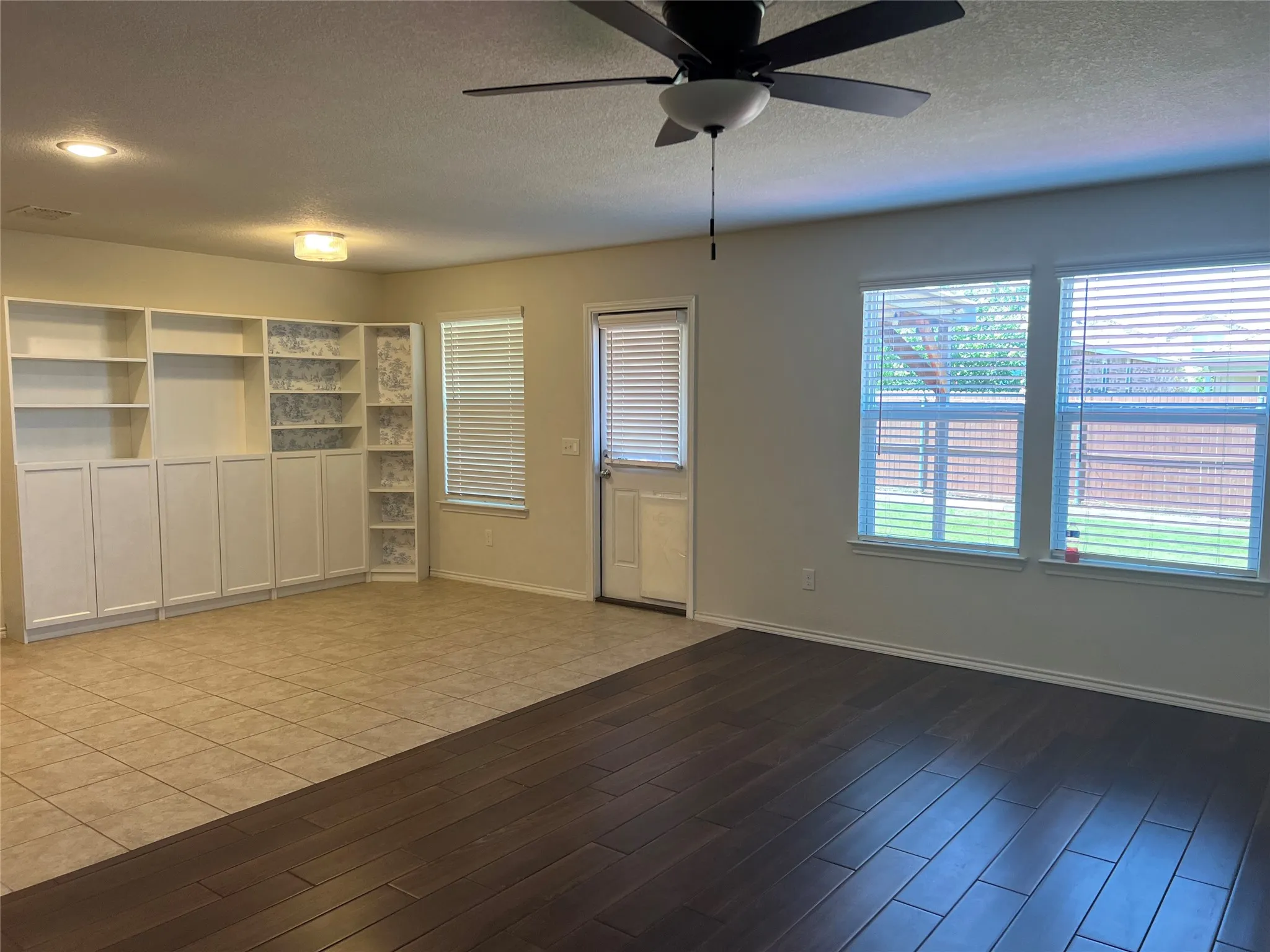Open Floor plan in living, dining, and kitchen.