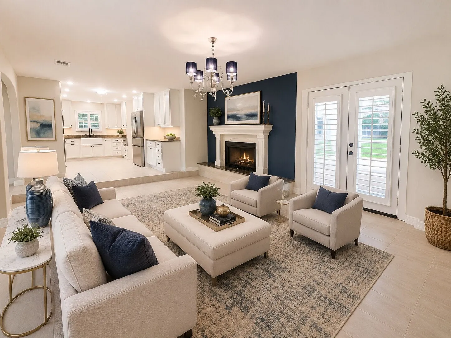 Living area is virtually staged