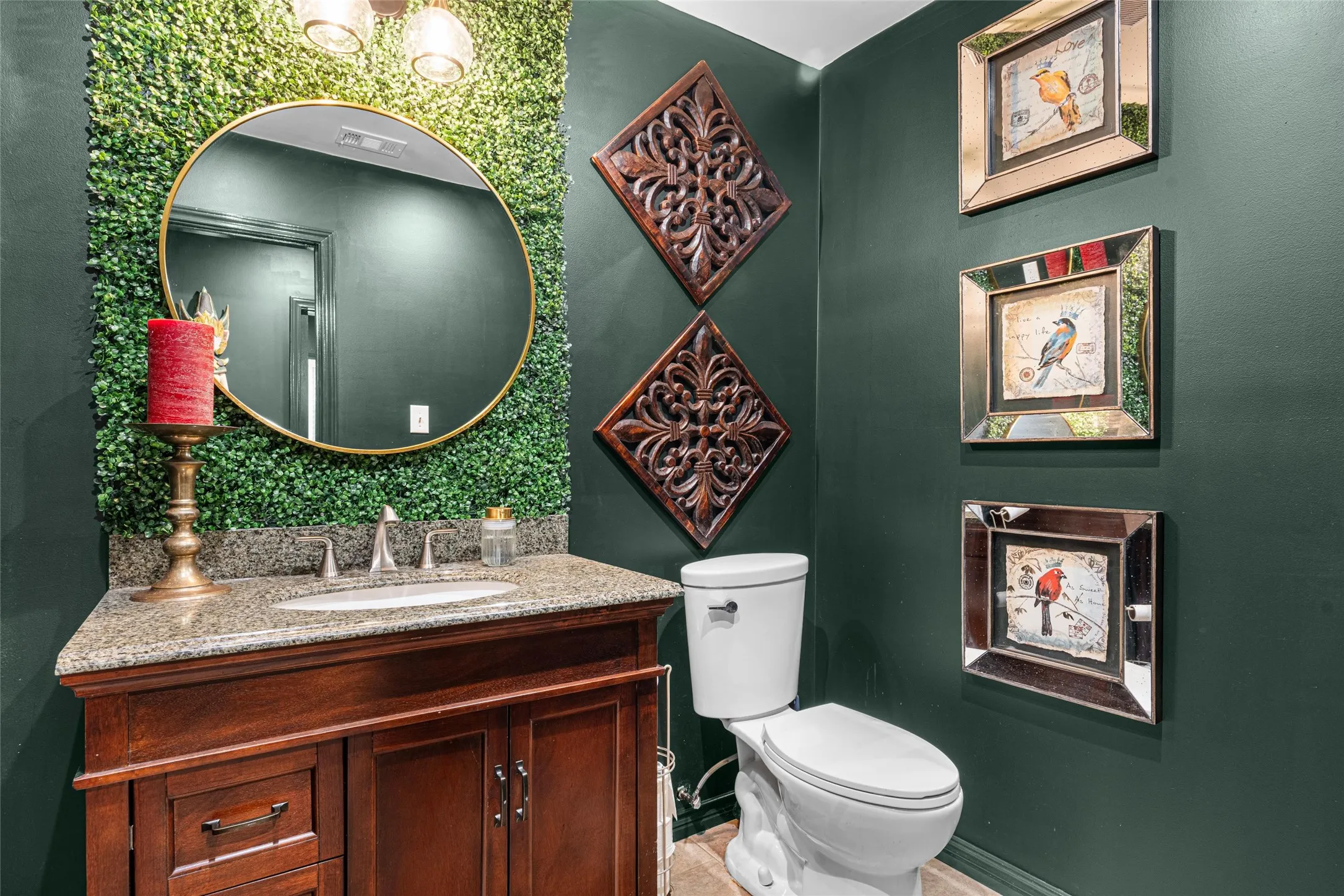 Luxury Half Bath with hall access to pool area.