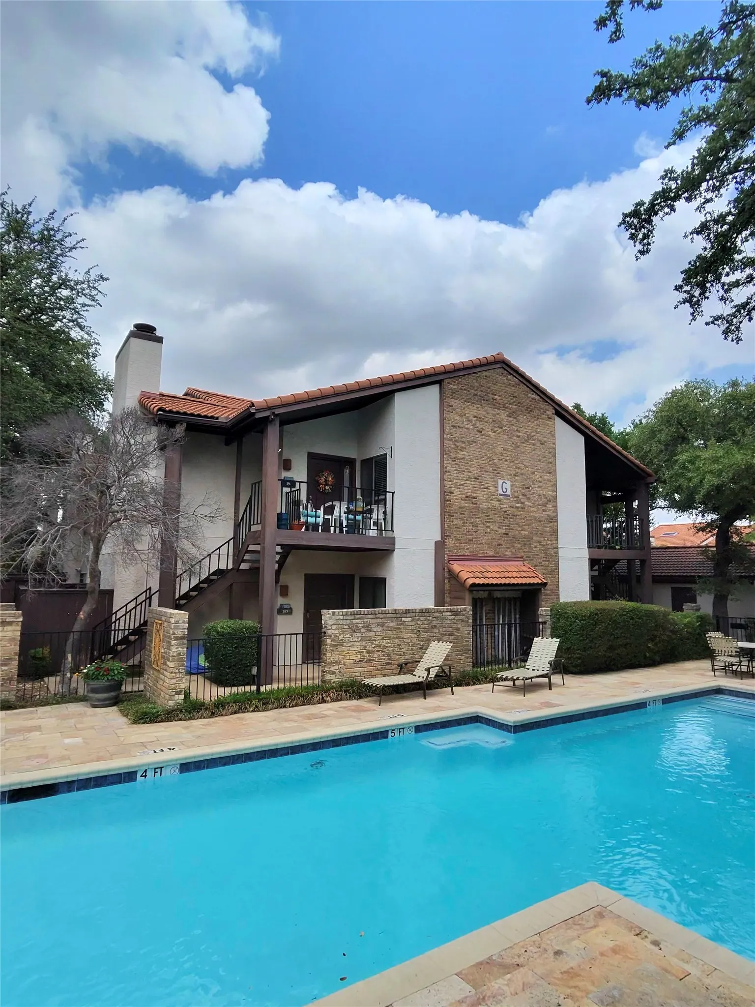 Pool view to front door