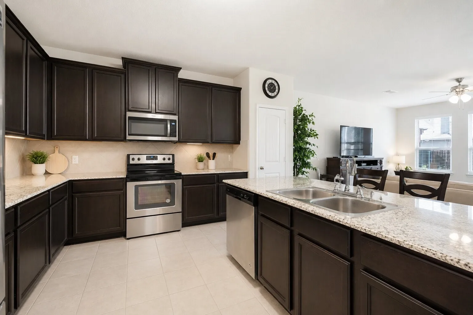 Stainless Steel Appliances and spacious kitchen