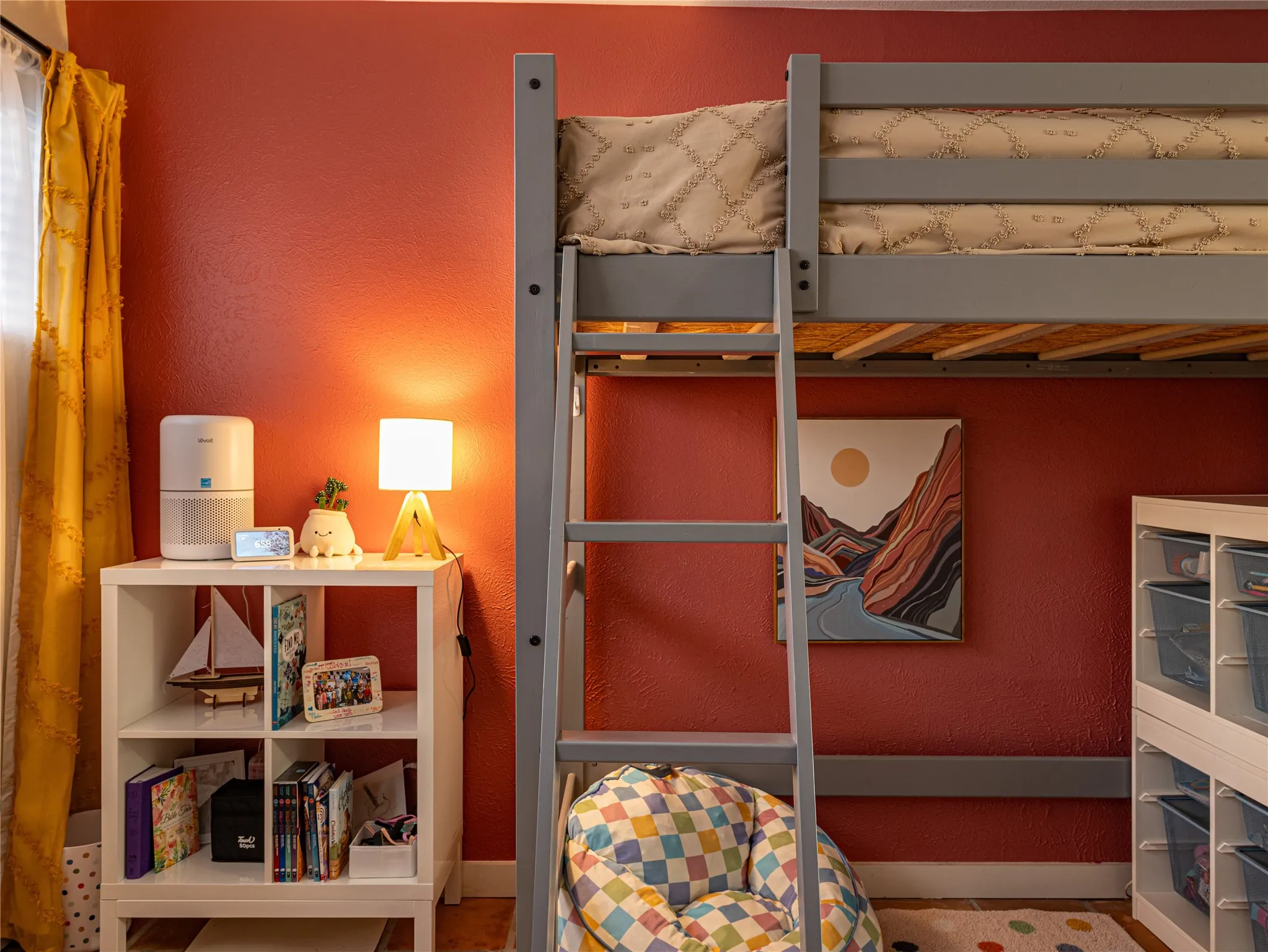Natural light creates a soft, inviting atmosphere throughout the day.
