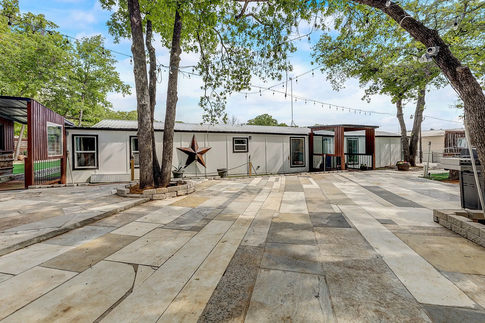 View of front of home with a patio