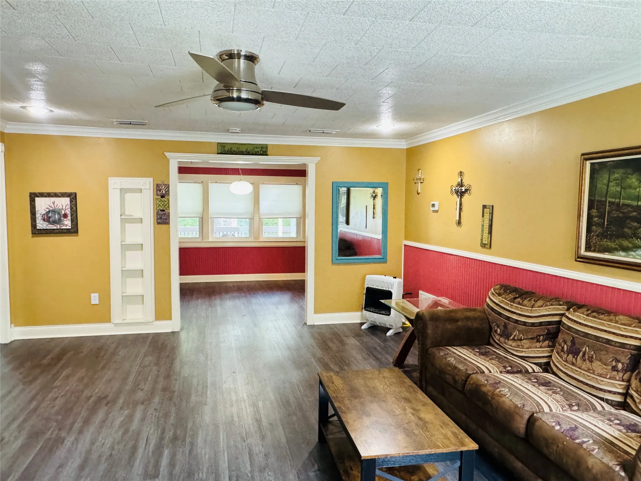 Expansive living area could easily be redesigned as two separate spaces