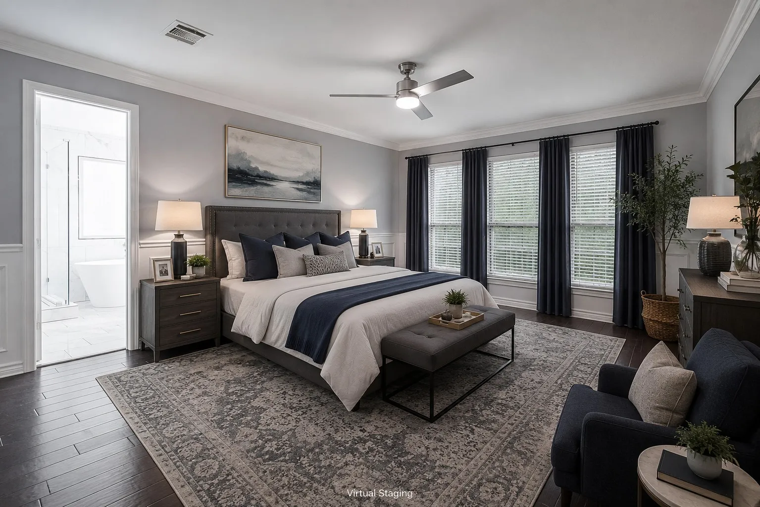1st floor, primary bedroom ensuite to a fully updated bathroom and huge walk in closet