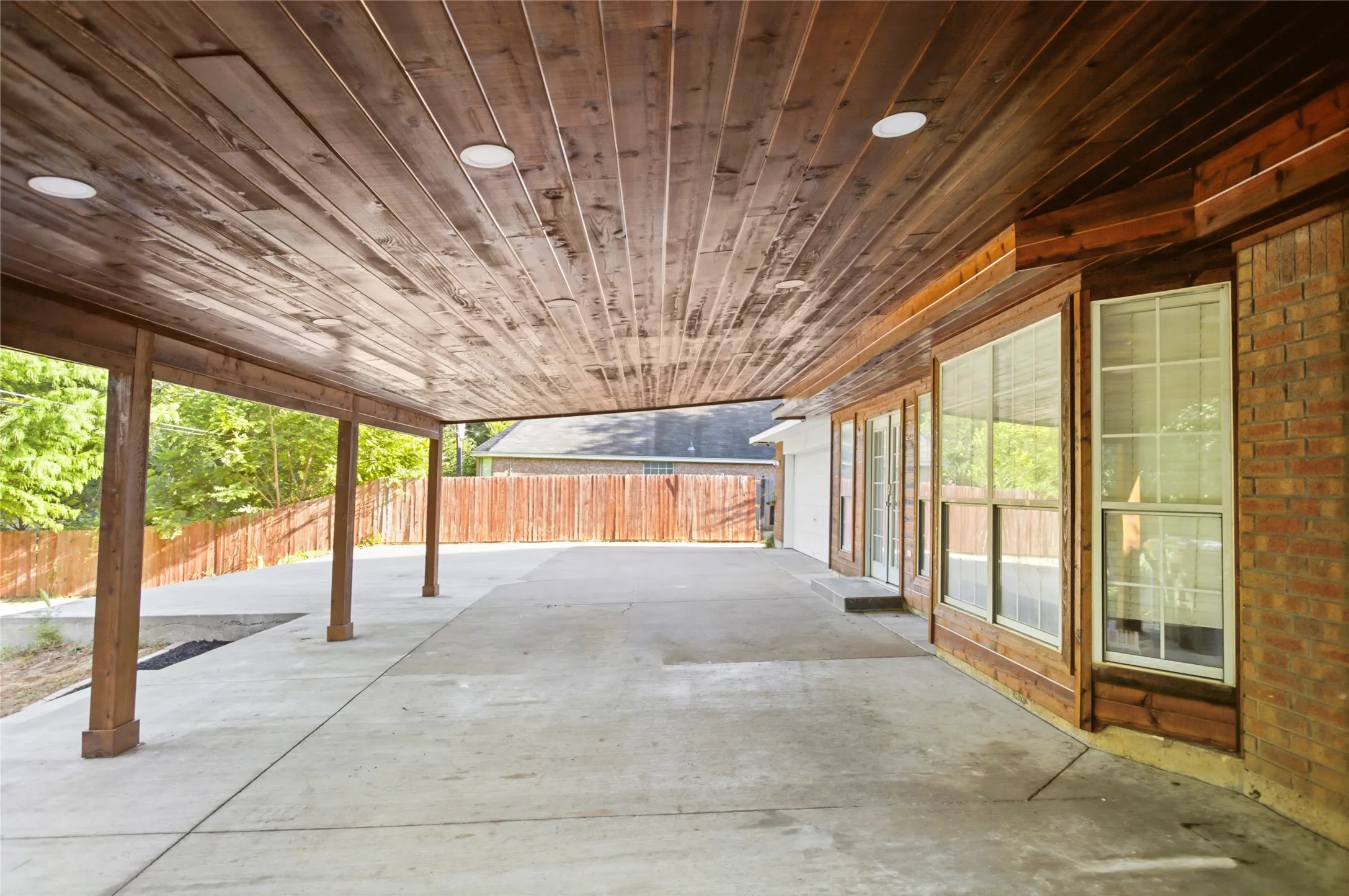 covered back porch, can park a boat!