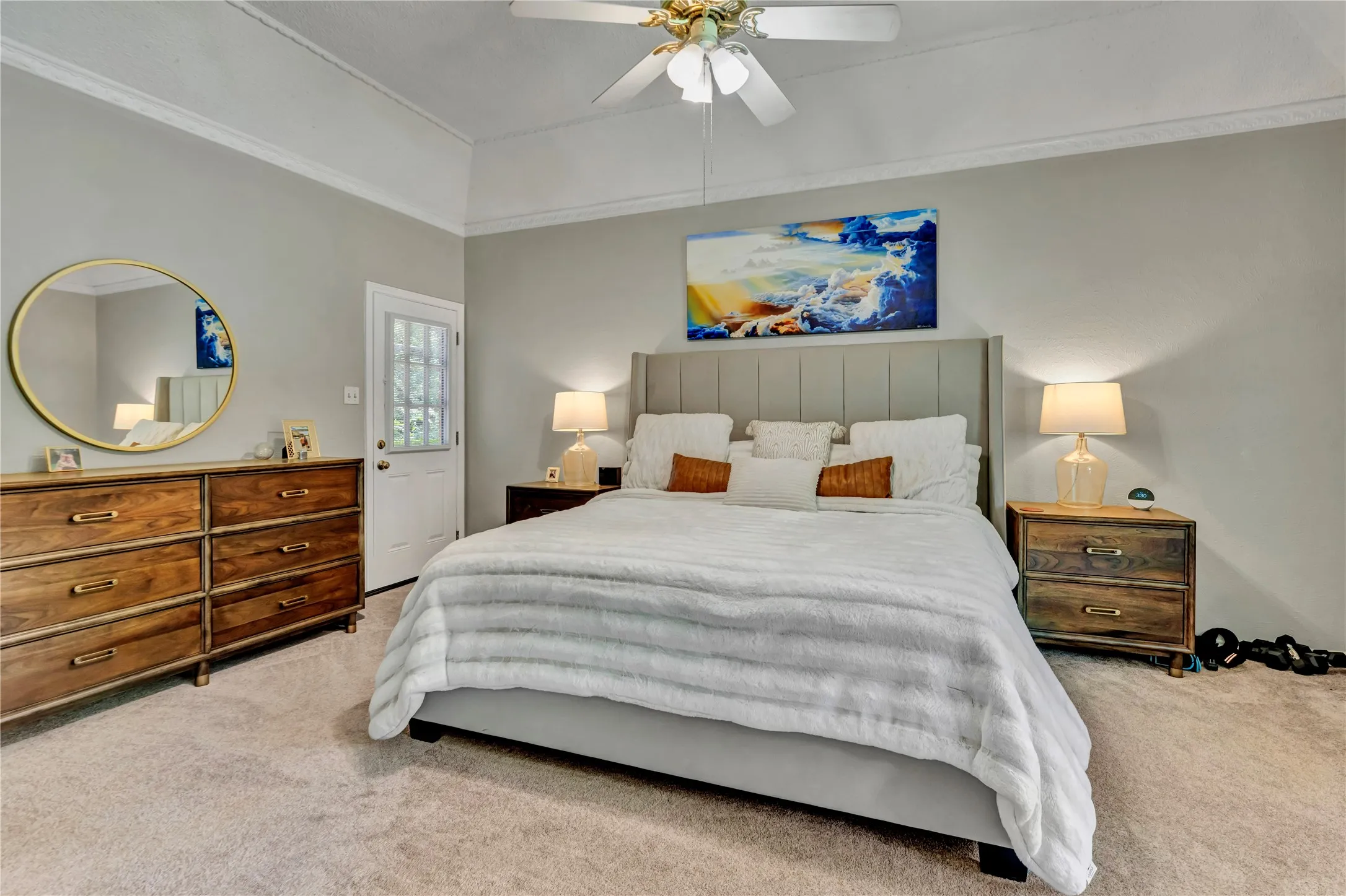 There is a door from the bedroom that will take you outside