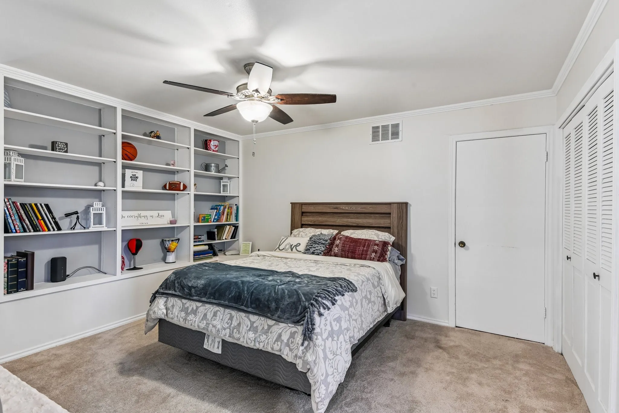 Upstairs Bedroom with built-ins (cedar closet not shown)