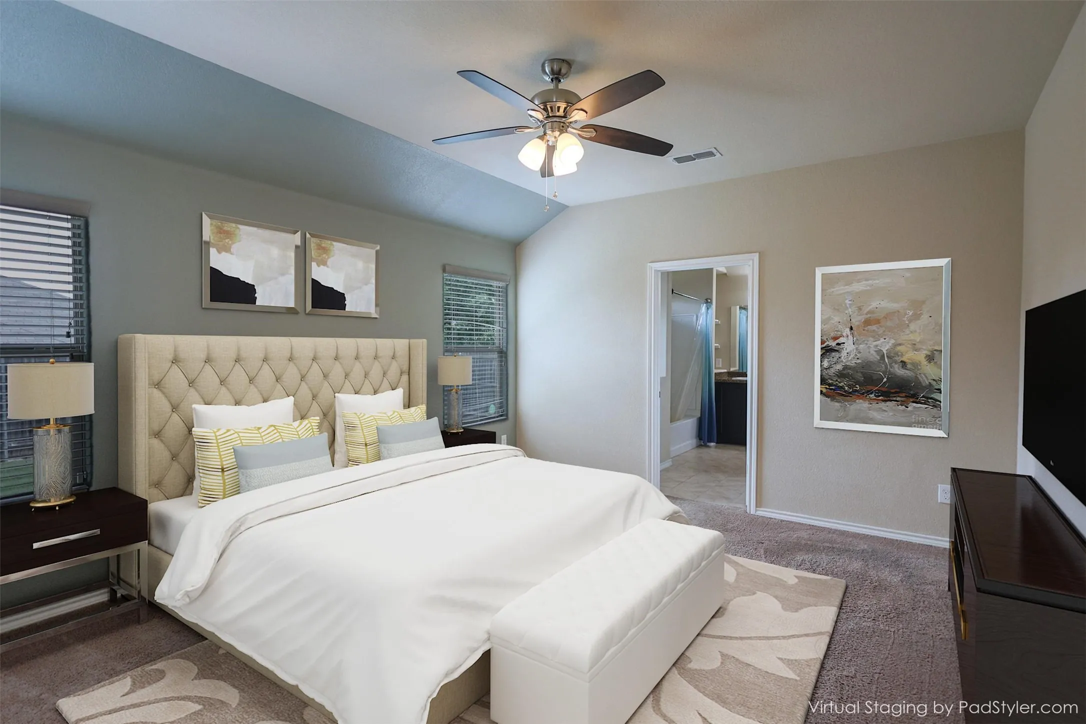Primary Bedroom Staged To Show The Spacious  Size & Options!