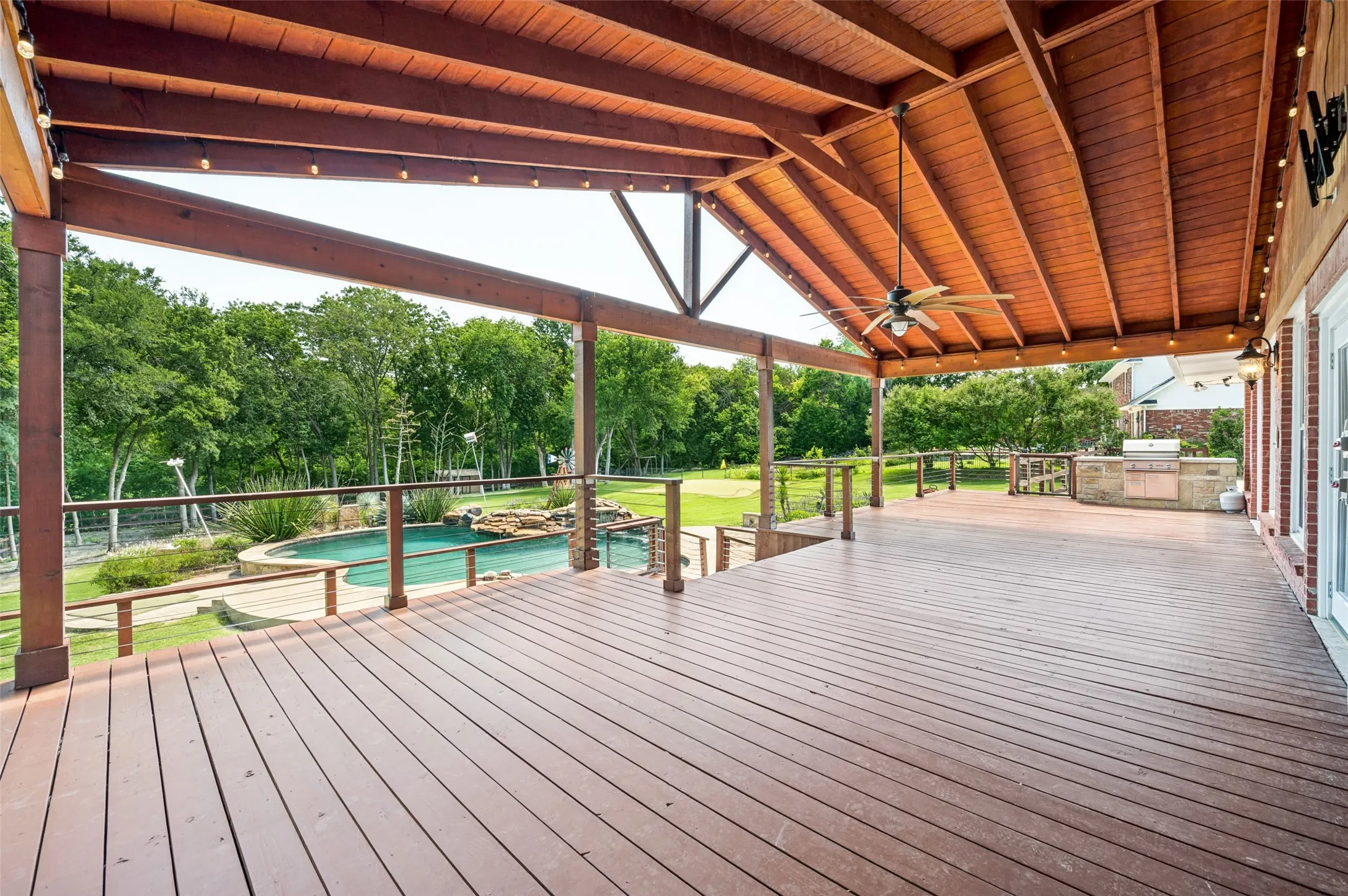 Huge Deck or Porch on the back is partially covered.