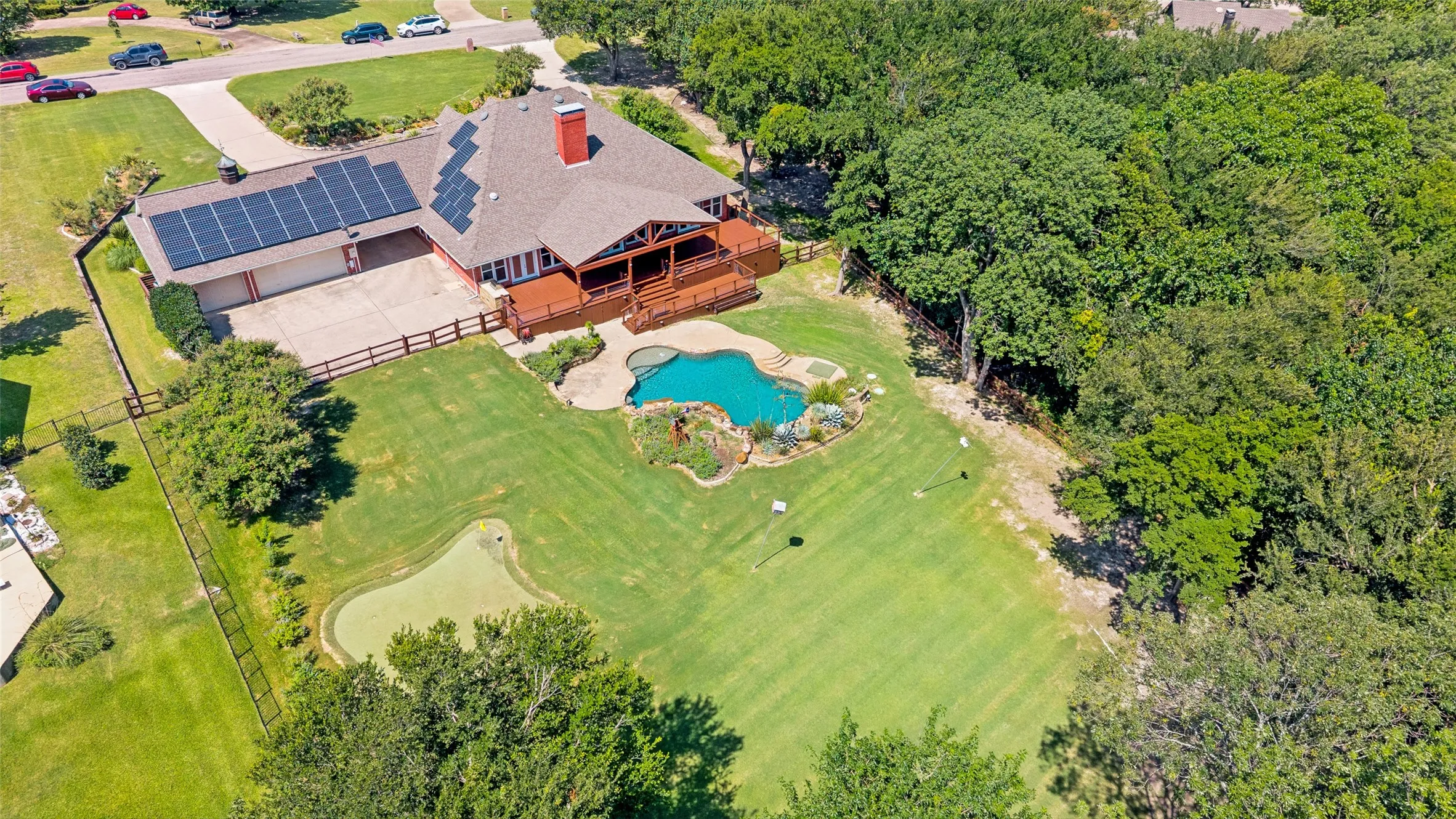 Backyard is fully fenced. The same fencing that is in the neighborhood. Look at th garage and parking spaces in the back.