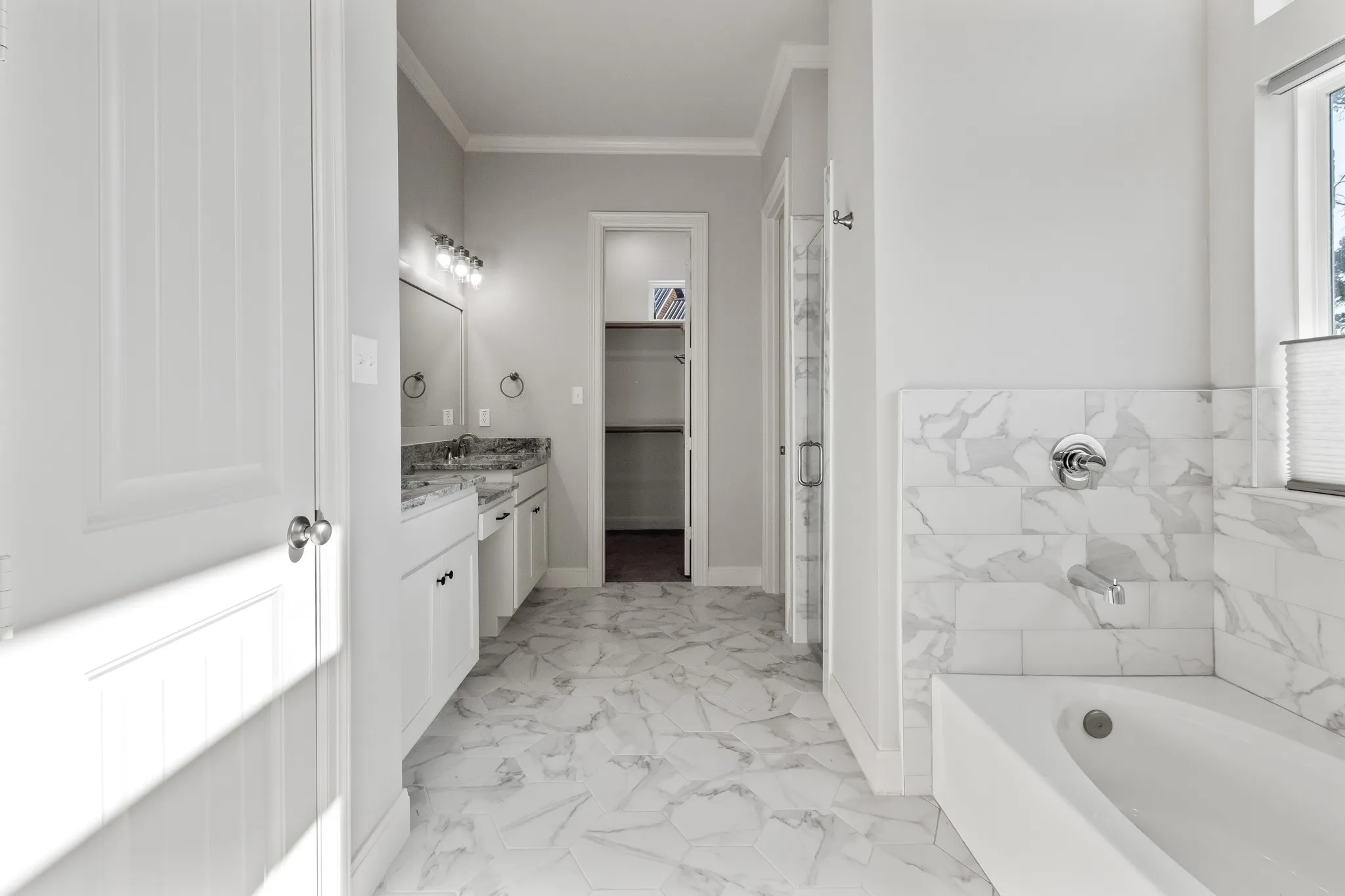 Primary garden tub and separate shower
