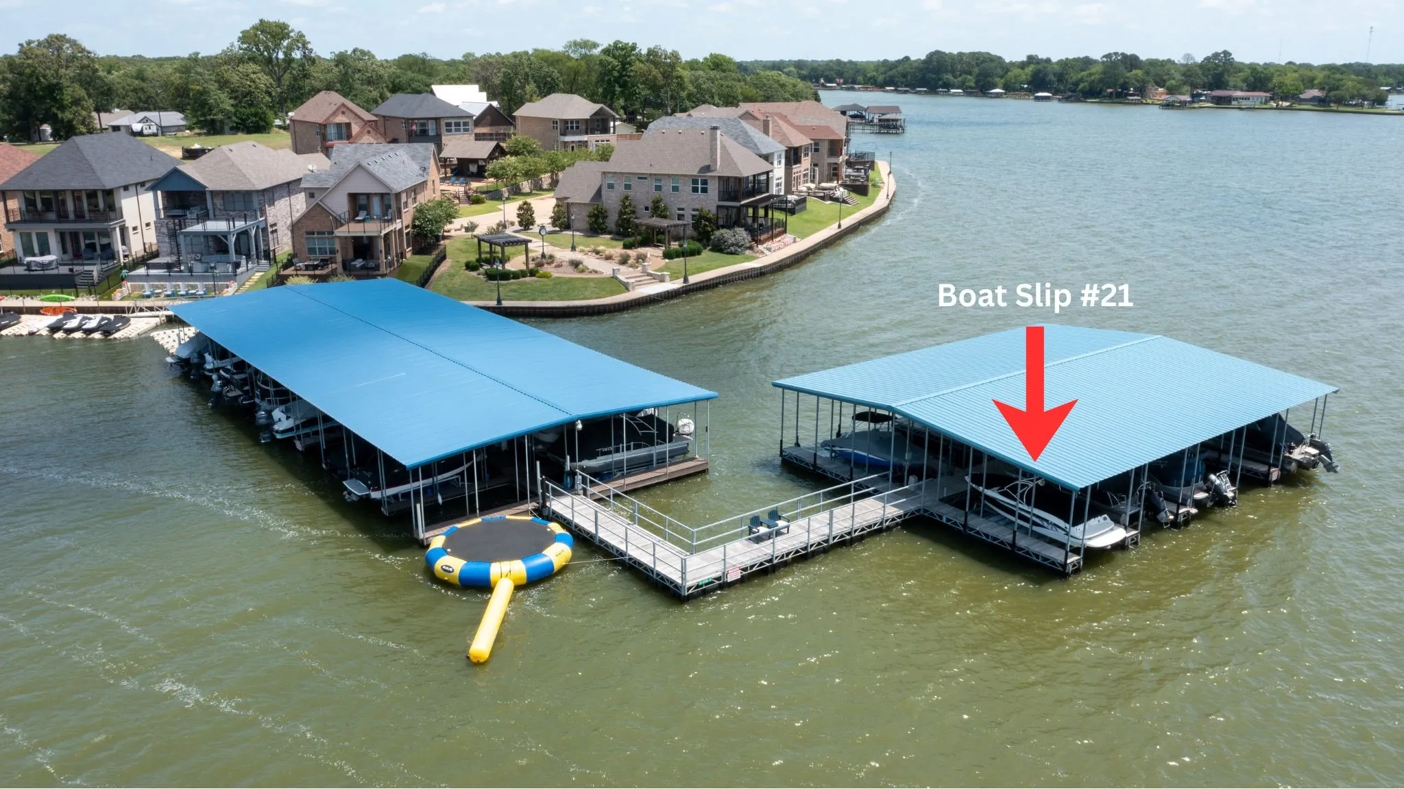 Includes a boat slip in the larger side of the marina where the slips are longer. Includes Hydro Hoist lift. Deep water here!