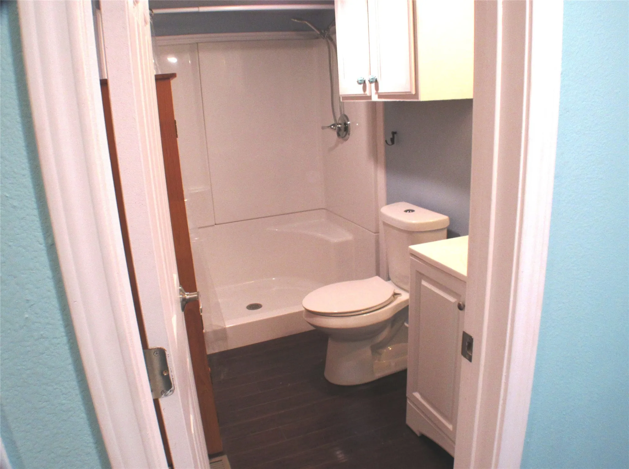 From the hallway to the bathroom
