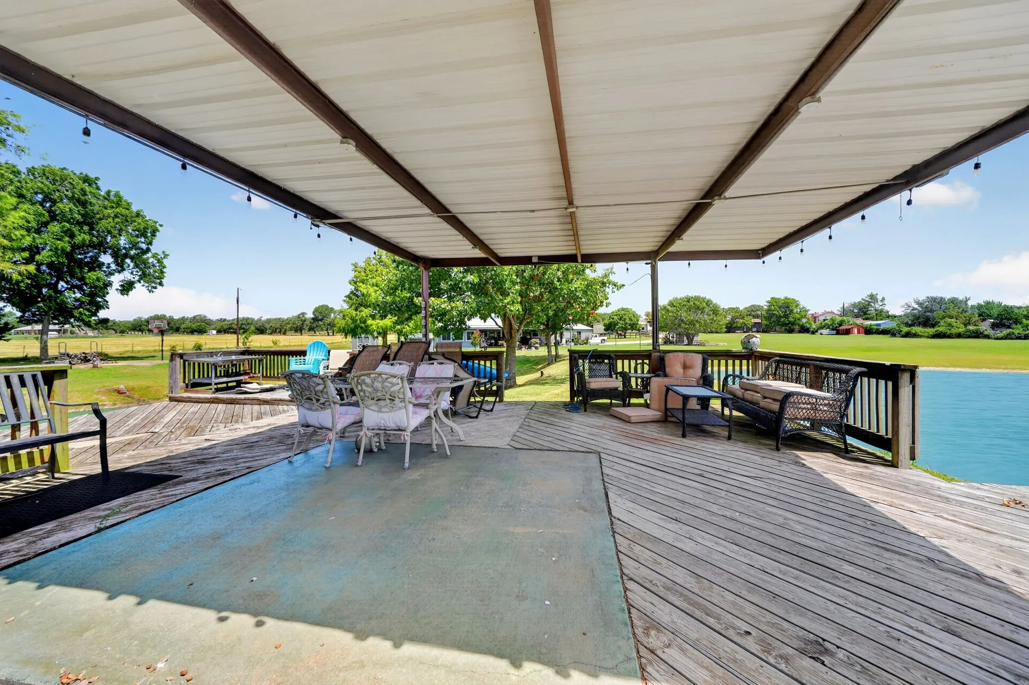 Covered dock and outdoor living area