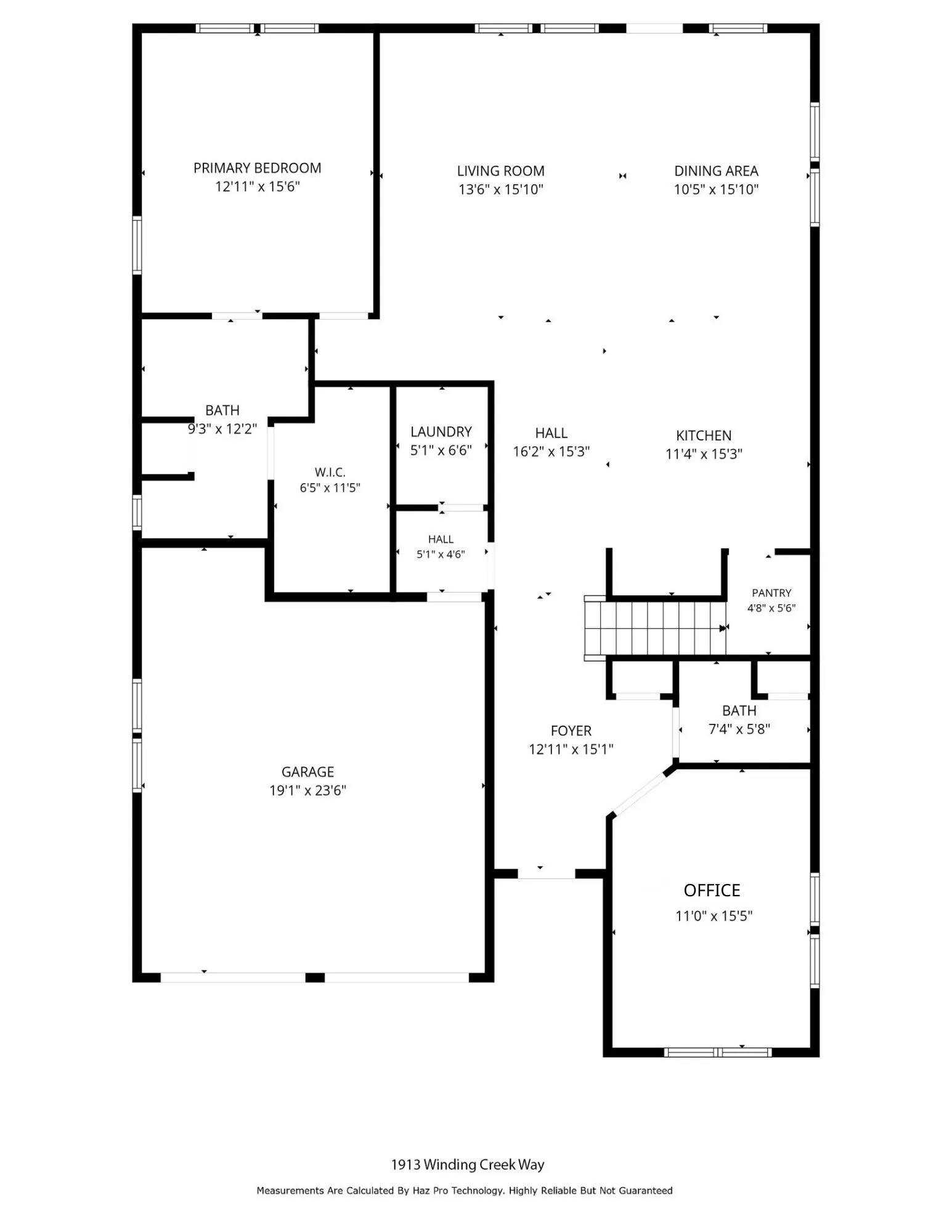Downstairs Floor plan with Room measurements