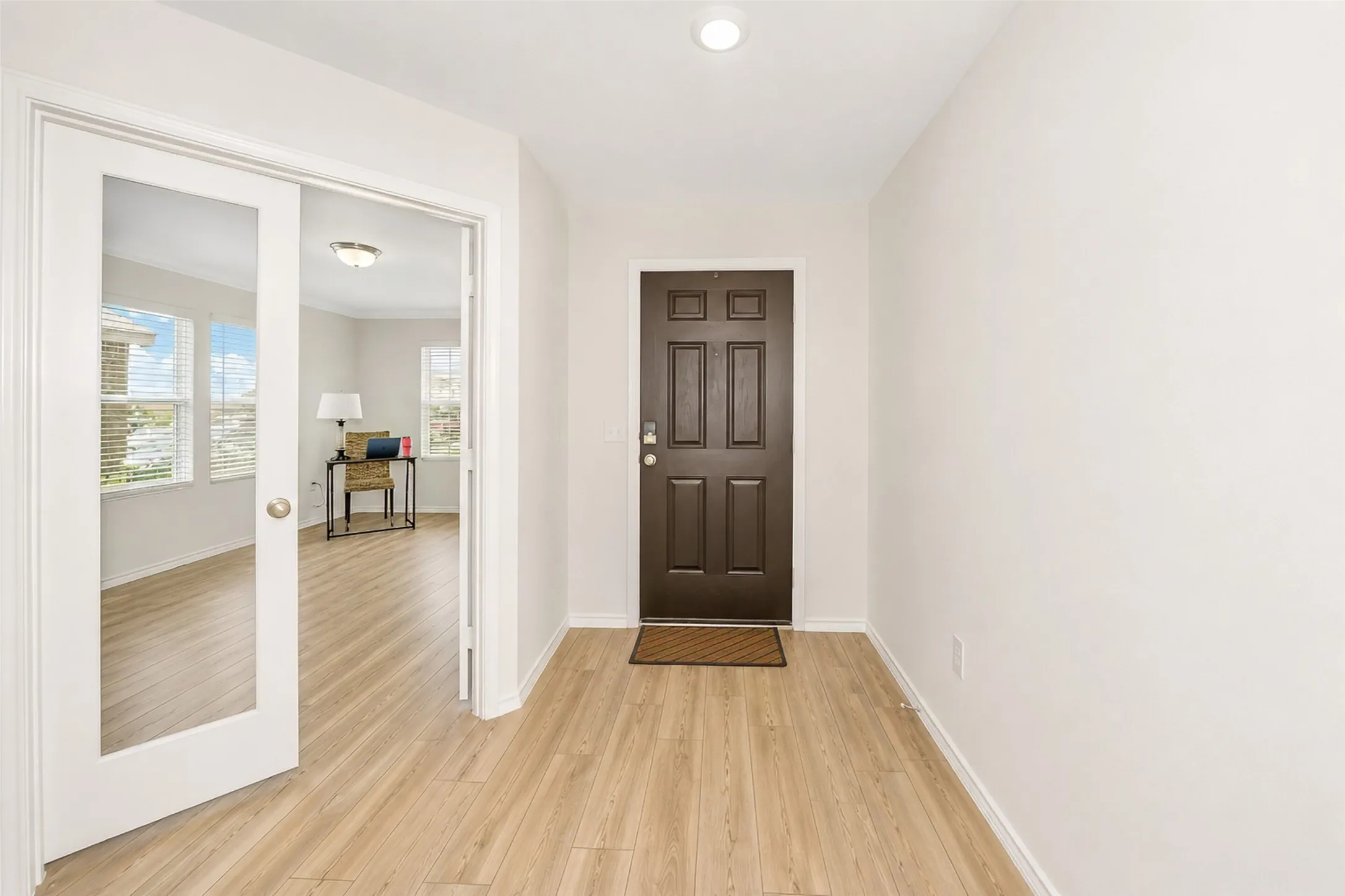 The office is just inside the entry.