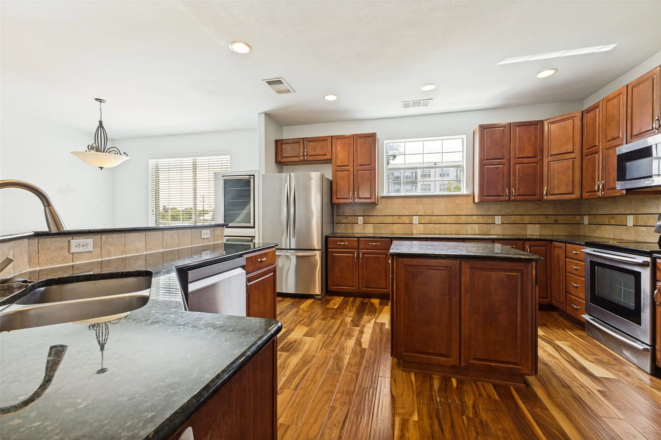 Stainless steel appliances in the kitchen
