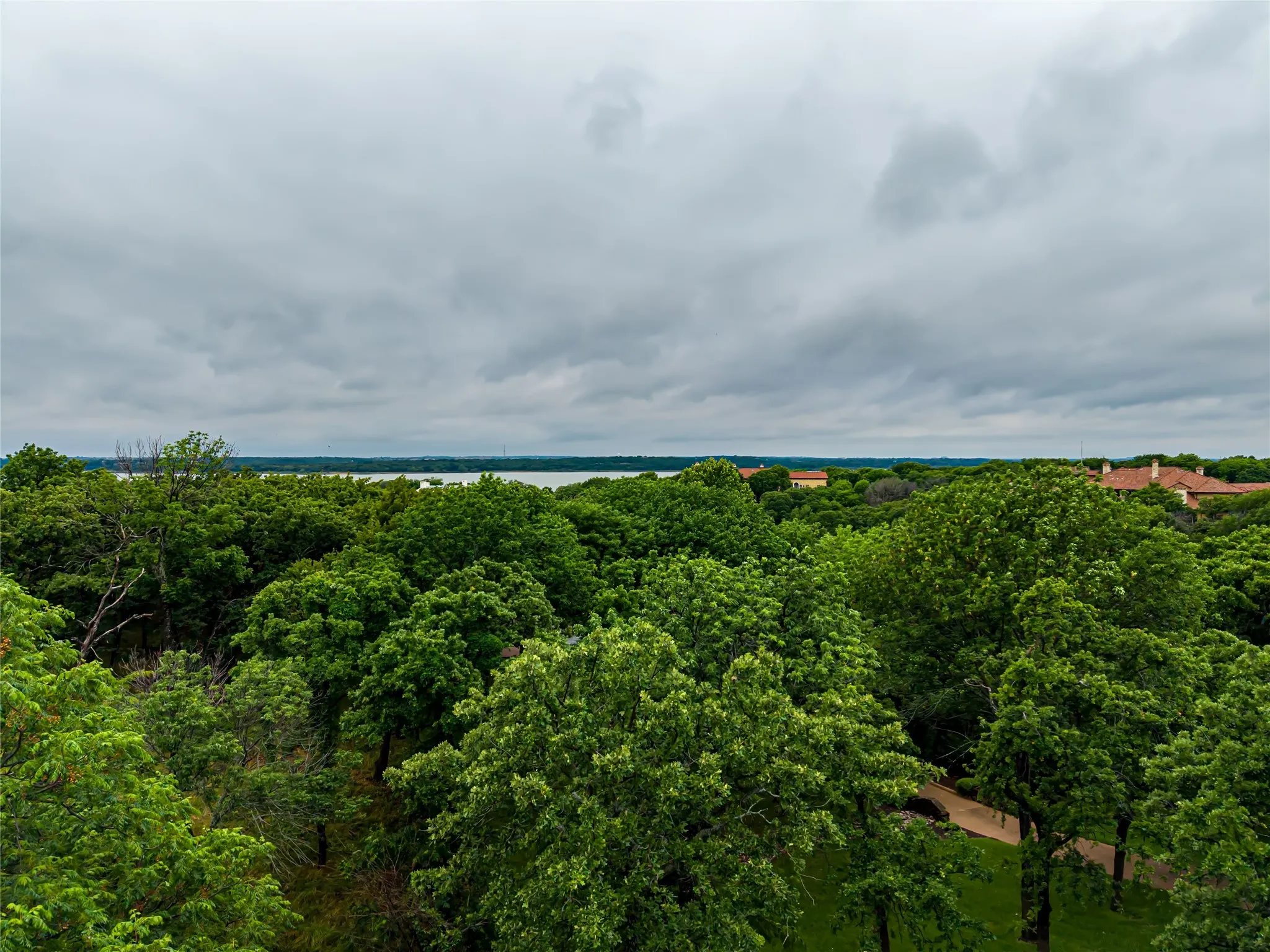 Treetop panorama from the homesite toward Lake Grapevine